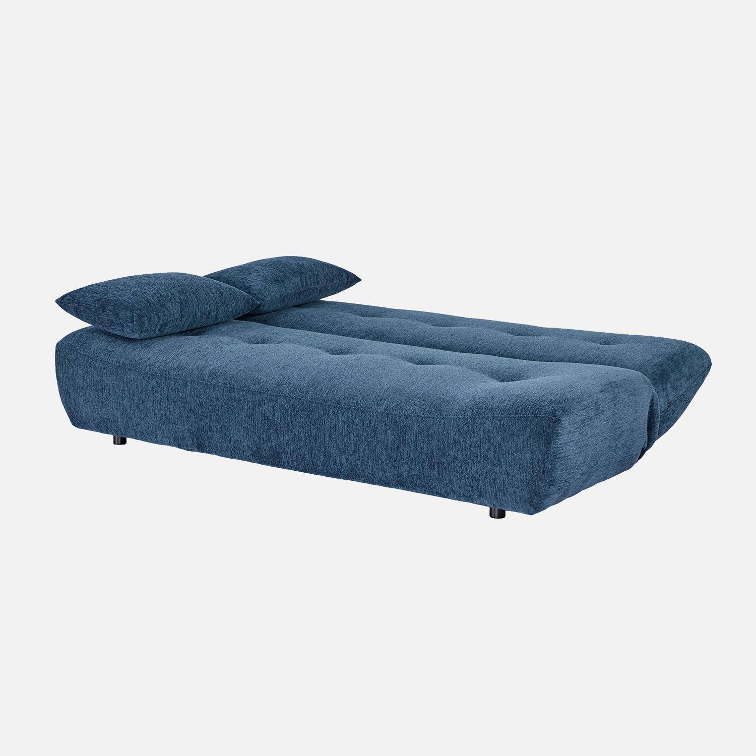 Sofá-cama conversível em tecido chenille, 3 lugares Azul - 195x99x83 cm,sweeek,Photo5