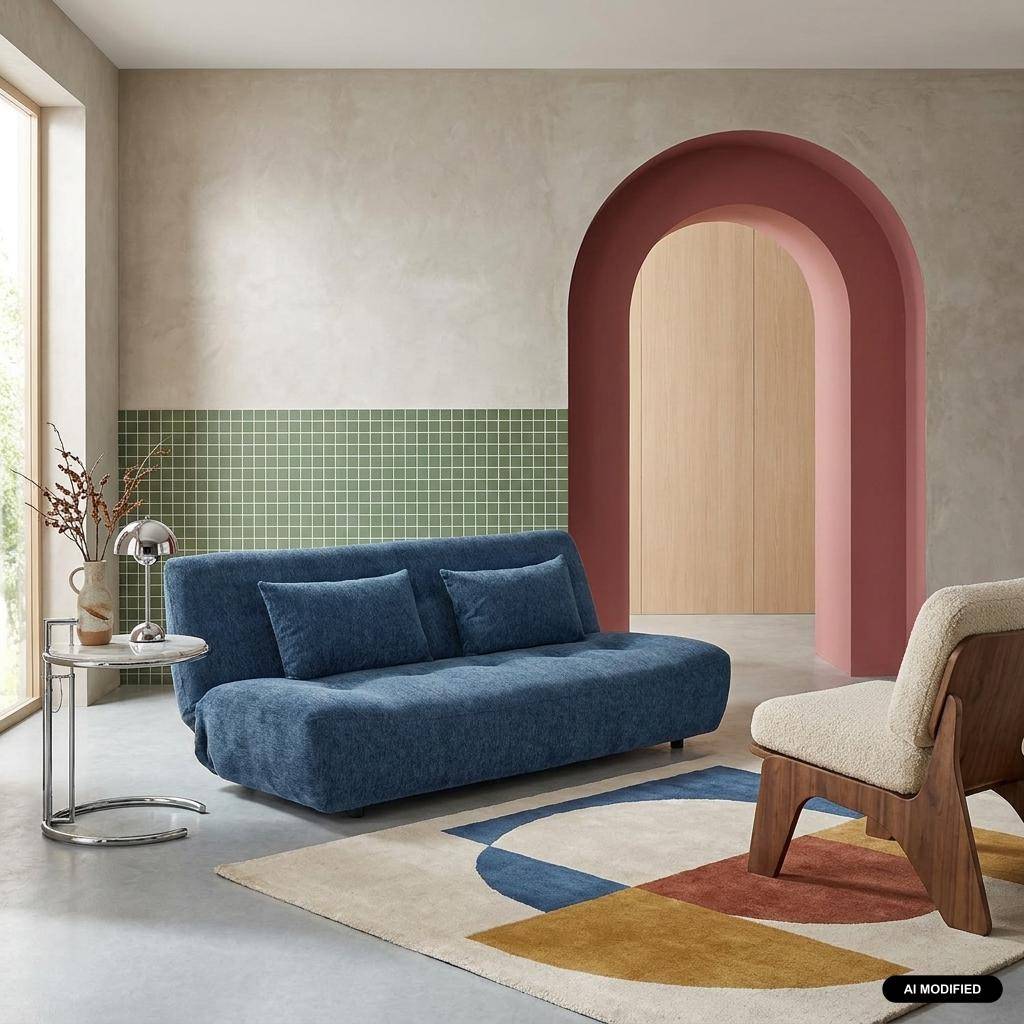 3-Sitzer Schlafsofa mit Chenille-Bezug blau - Klik Photo1