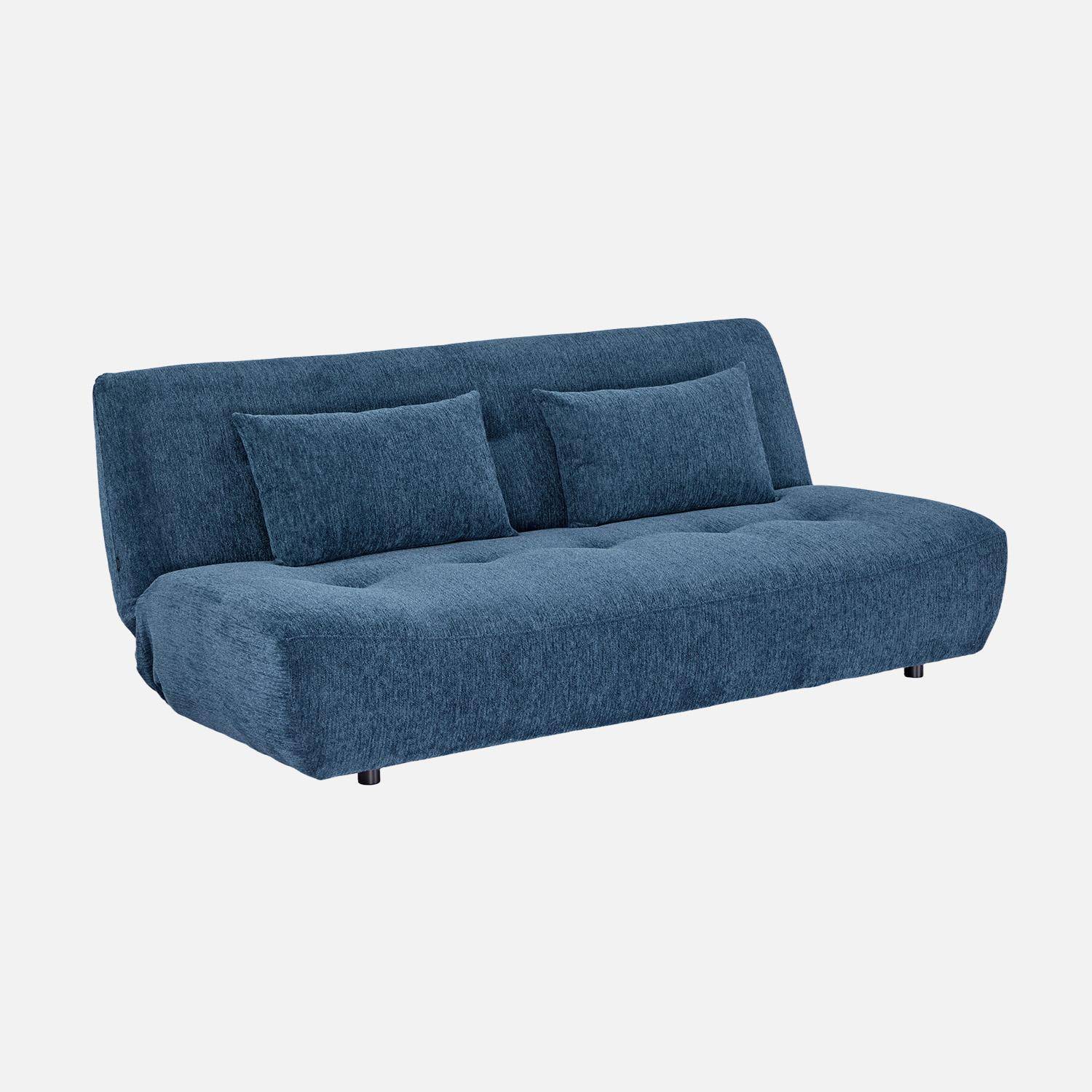 Sofá-cama conversível em tecido chenille, 3 lugares Azul - 195x99x83 cm,sweeek,Photo1