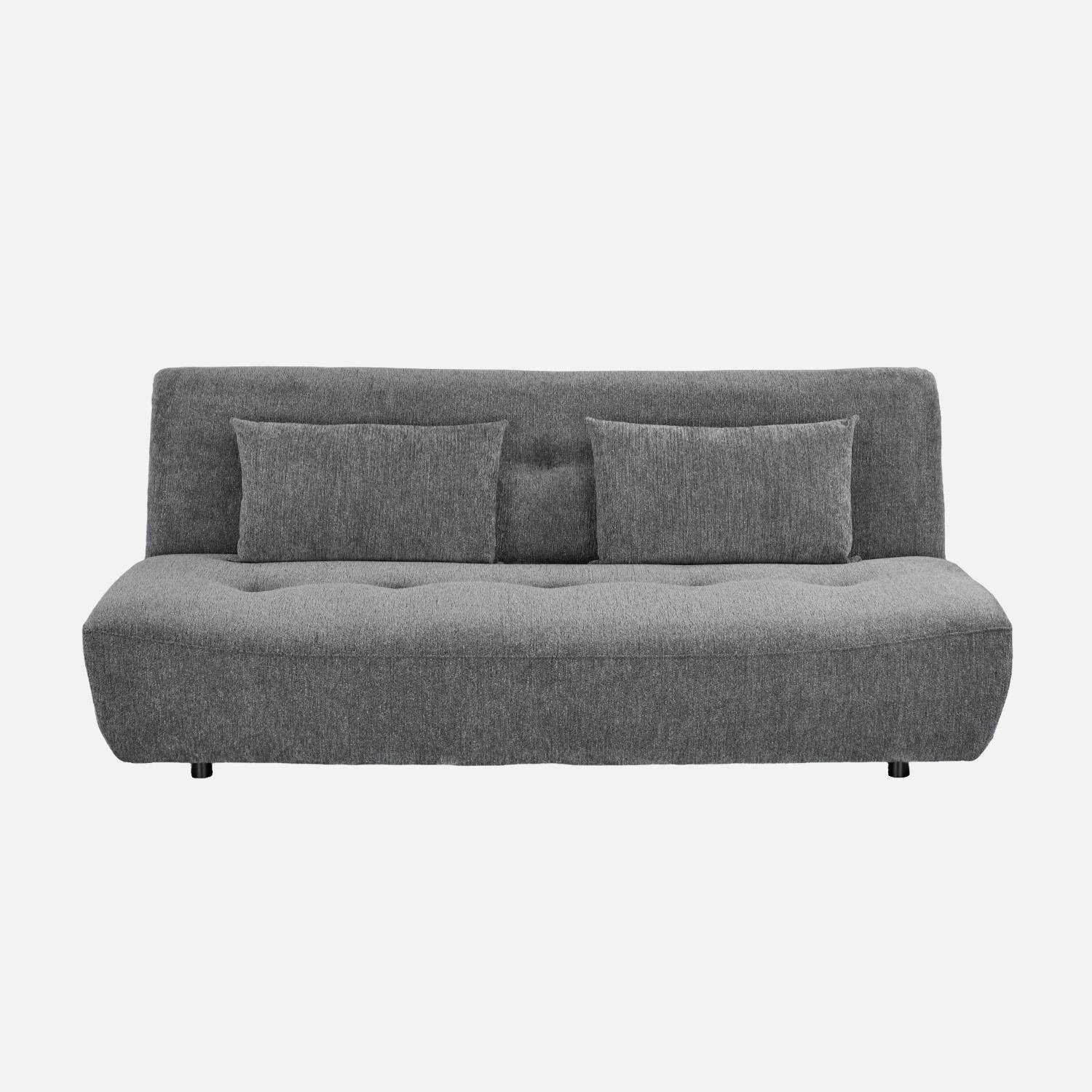 Divano letto convertibile in tessuto ciniglia, 3 posti Grigio - 195x99x83 cm,sweeek,Photo2