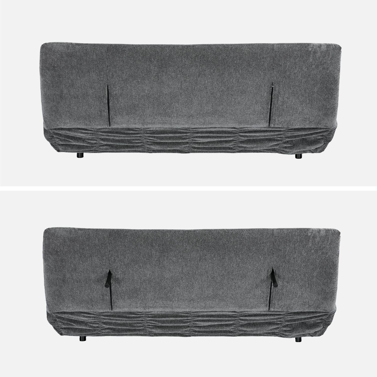 Divano letto convertibile in tessuto ciniglia, 3 posti Grigio - 195x99x83 cm,sweeek,Photo3