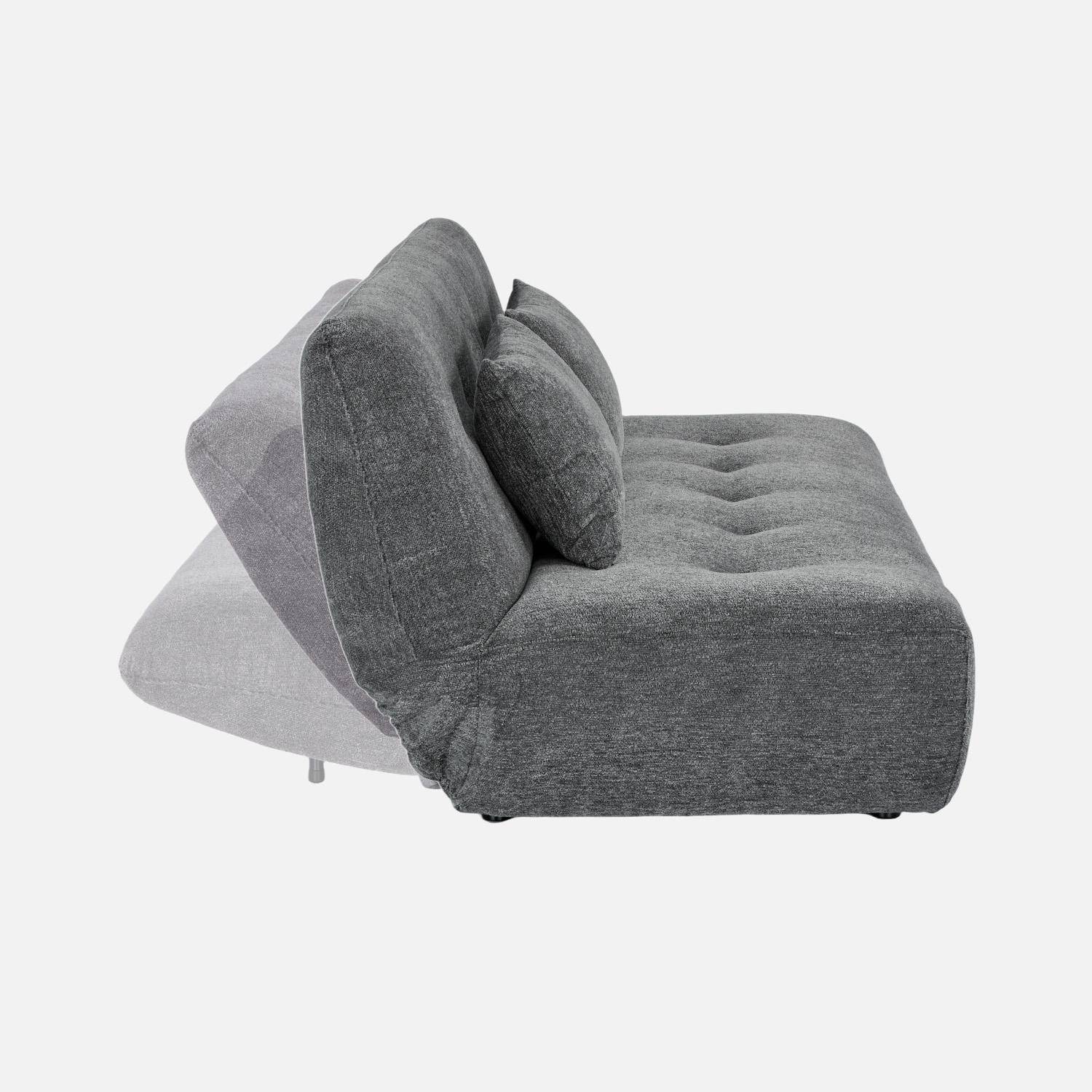 Divano letto convertibile in tessuto ciniglia, 3 posti Grigio - 195x99x83 cm Photo4