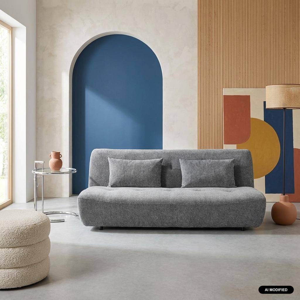 3-Sitzer Schlafsofa mit Chenille-Bezug grau - Klik Photo1