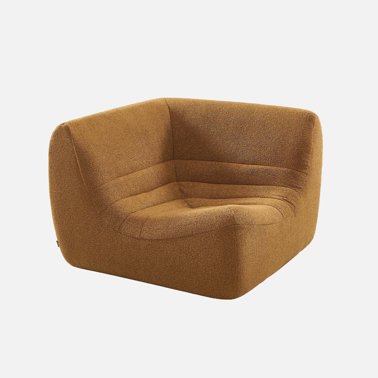 Canapé d'angle modulable 5 places avec repose pied bouclette texturée moutarde - Sokol Photo3
