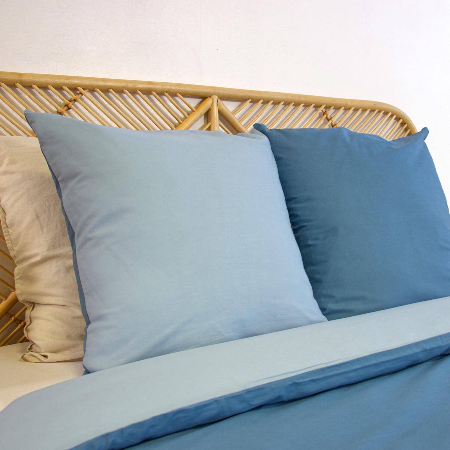 Juego de cama de algodón y lyocell con estampado de palmeras azules,  2 plazas - 220x240x0.5 cm Photo1