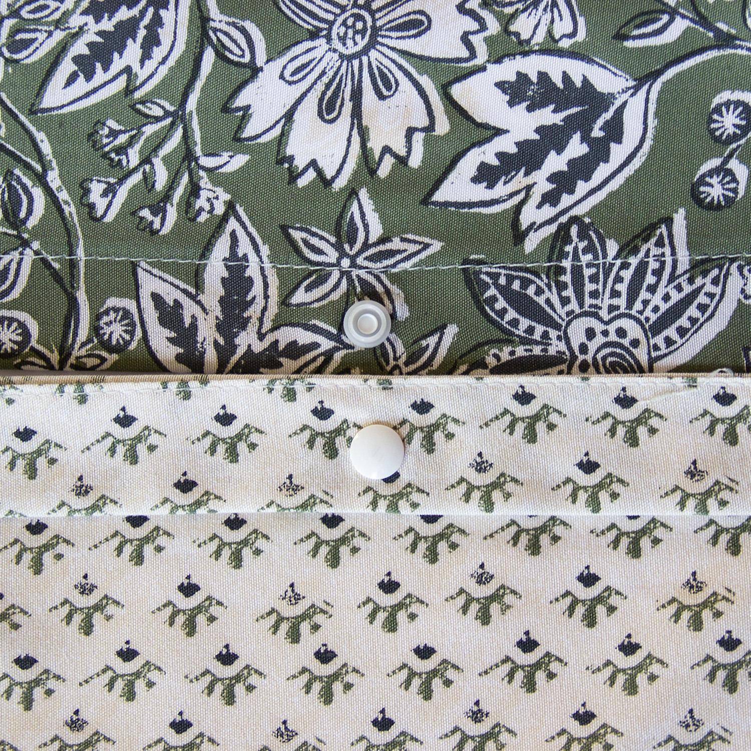 Parure de lit coton et lyocell 2 places imprimé floral vert 260x240cm - Neyo Photo3