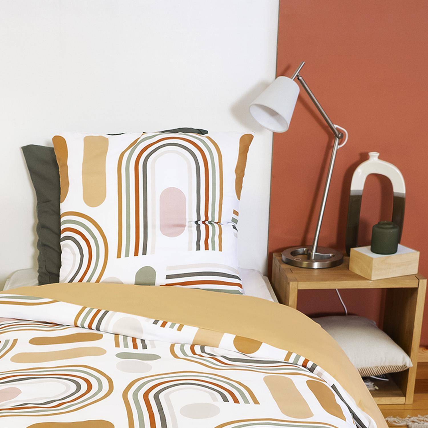 Parure de lit microfibre réversible orange 140x200cm - Tess Photo3