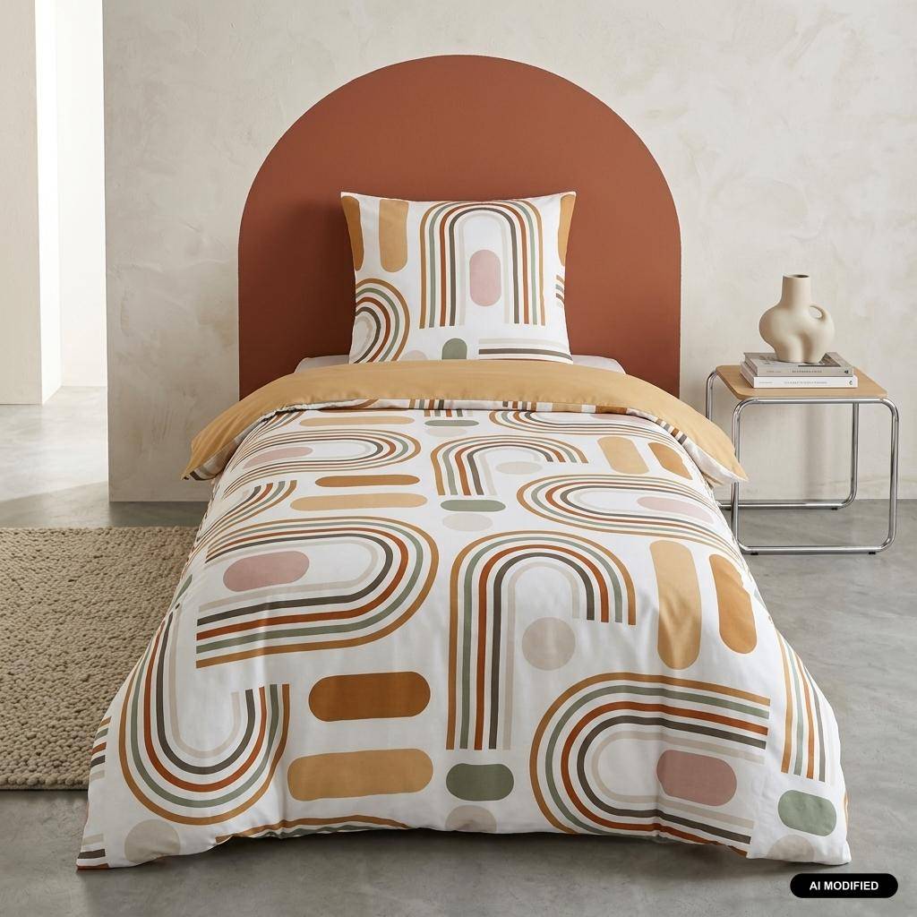 Set biancheria da letto reversibile arancione - 140x200x0.5 cm Photo1