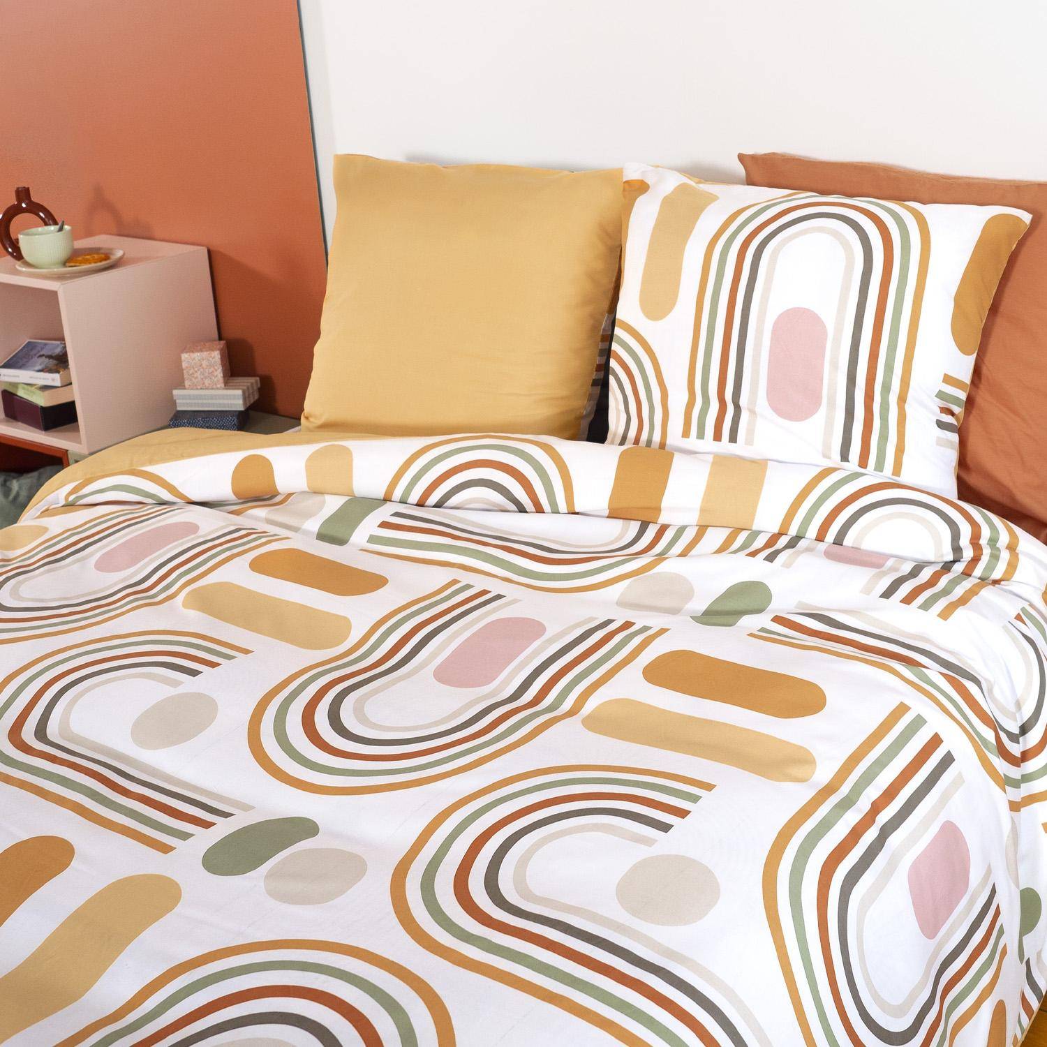 Jogo de cama de solteiro de microfibra reversível laranja - 220x240x0.5 cm,sweeek,Photo1