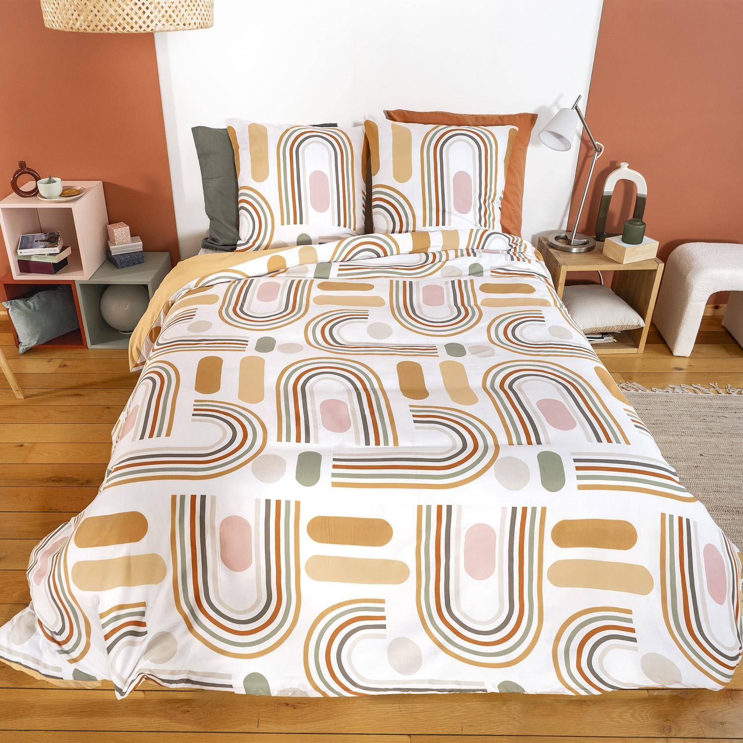 Jogo de cama de solteiro de microfibra reversível laranja - 220x240x0.5 cm Photo3