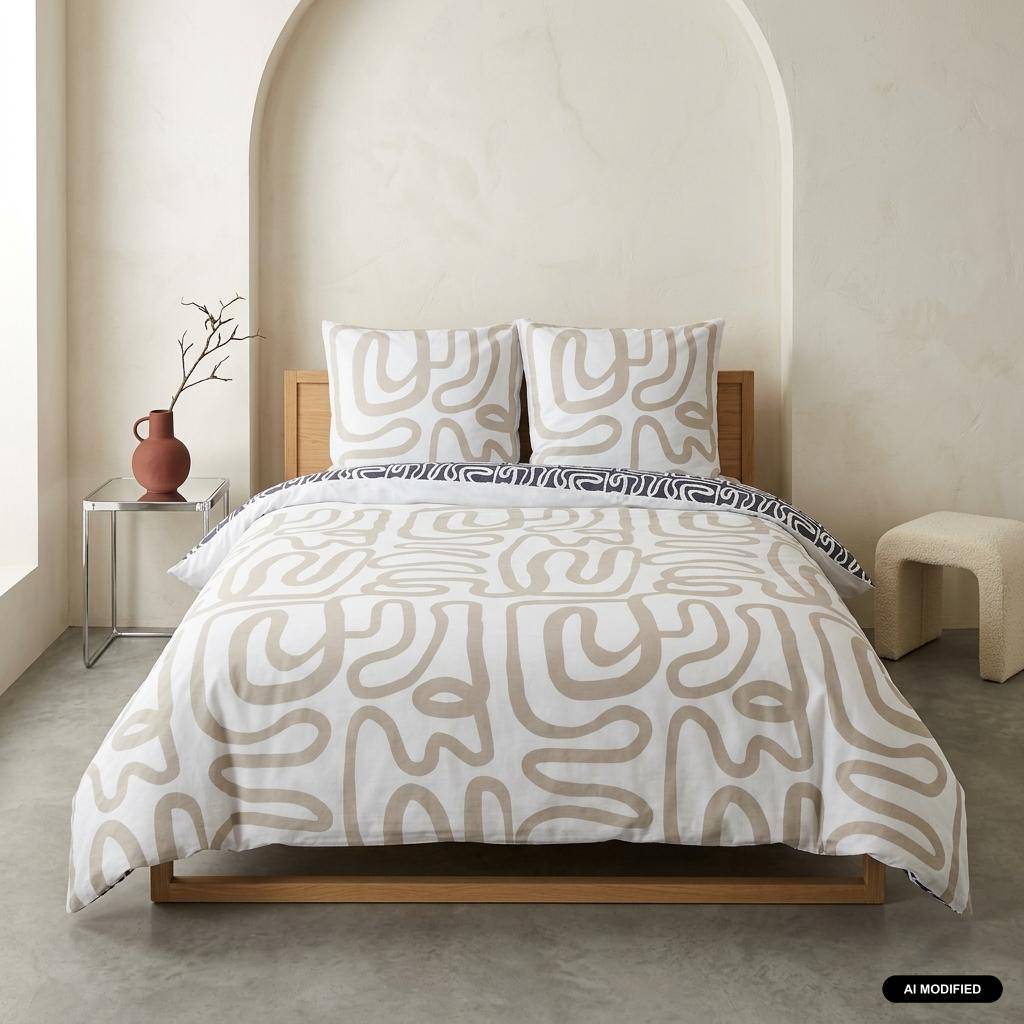 Set biancheria da letto in cotone reversibile con motivo grafico, 2 posti - 220x240x0.5 cm Photo1