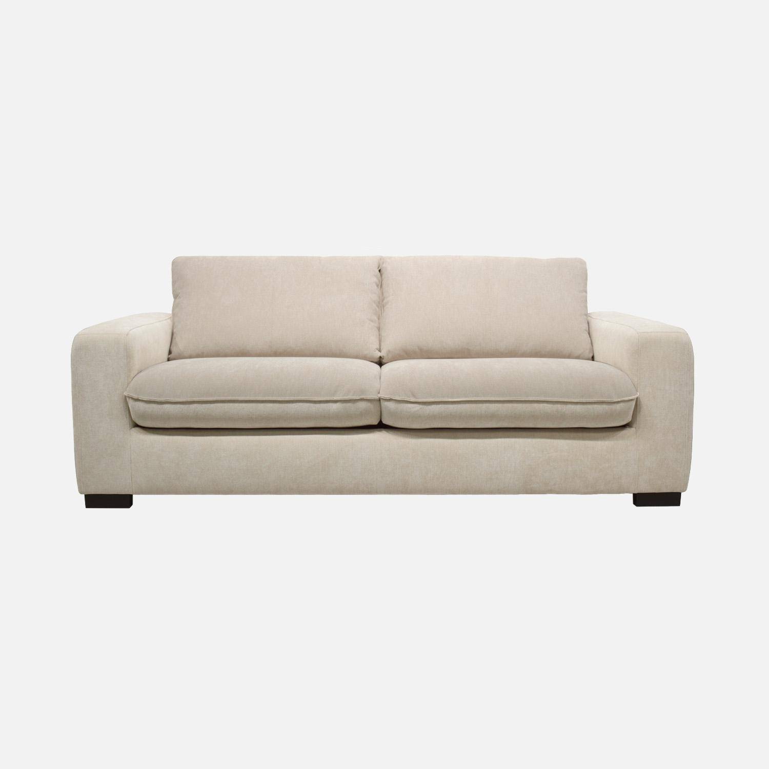 Canapé lit convertible 3 places tissu chenille beige avec matelas 10cm - Fabriqué en France - Nido,sweeek,Photo4
