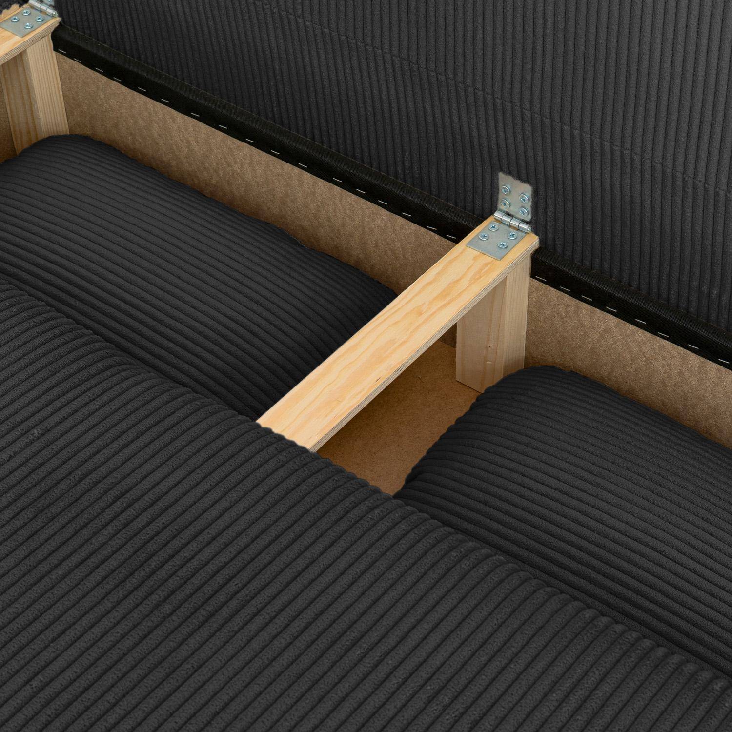 Banquette convertible 3 places velours côtelé avec coffre de rangement anthracite - Selma Photo5