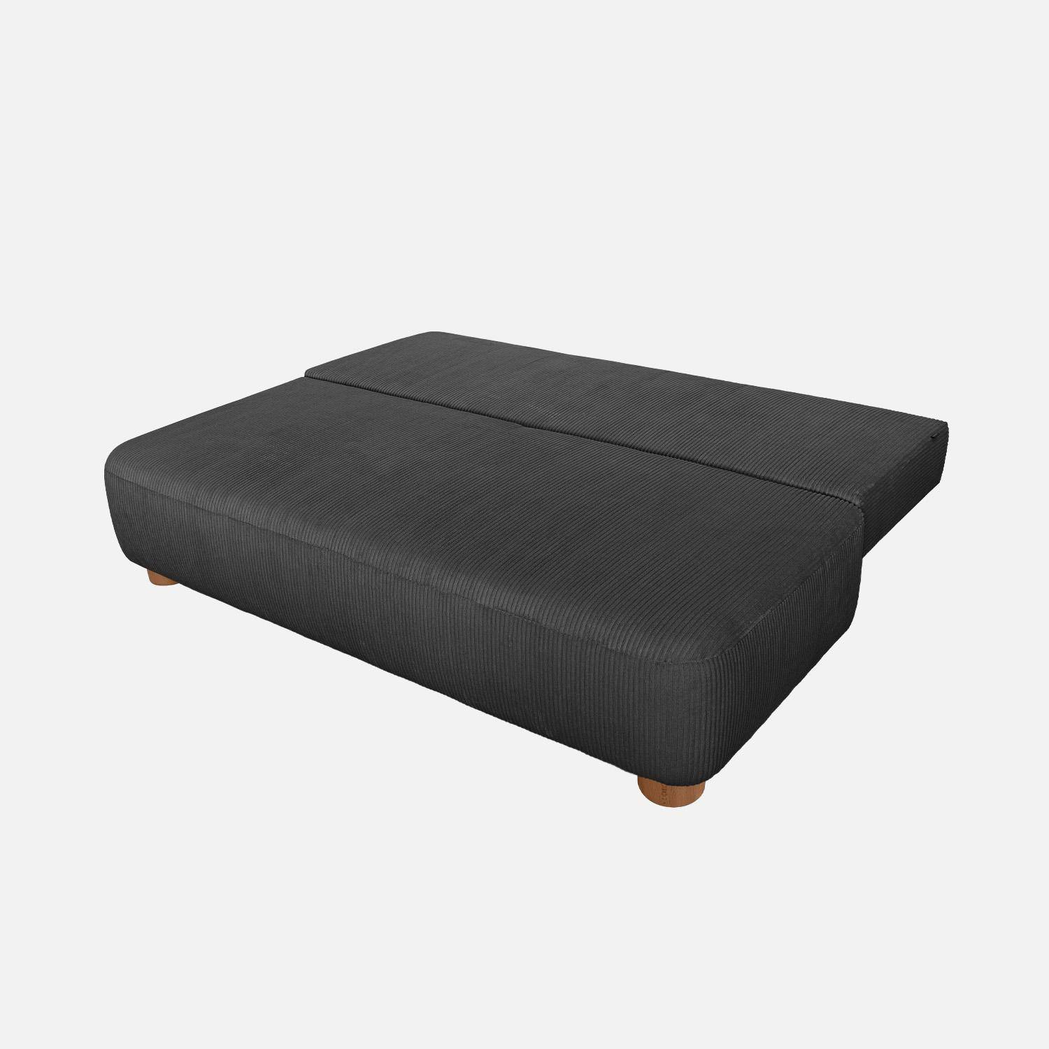 Banquette convertible 3 places velours côtelé avec coffre de rangement anthracite - Selma,sweeek,Photo4