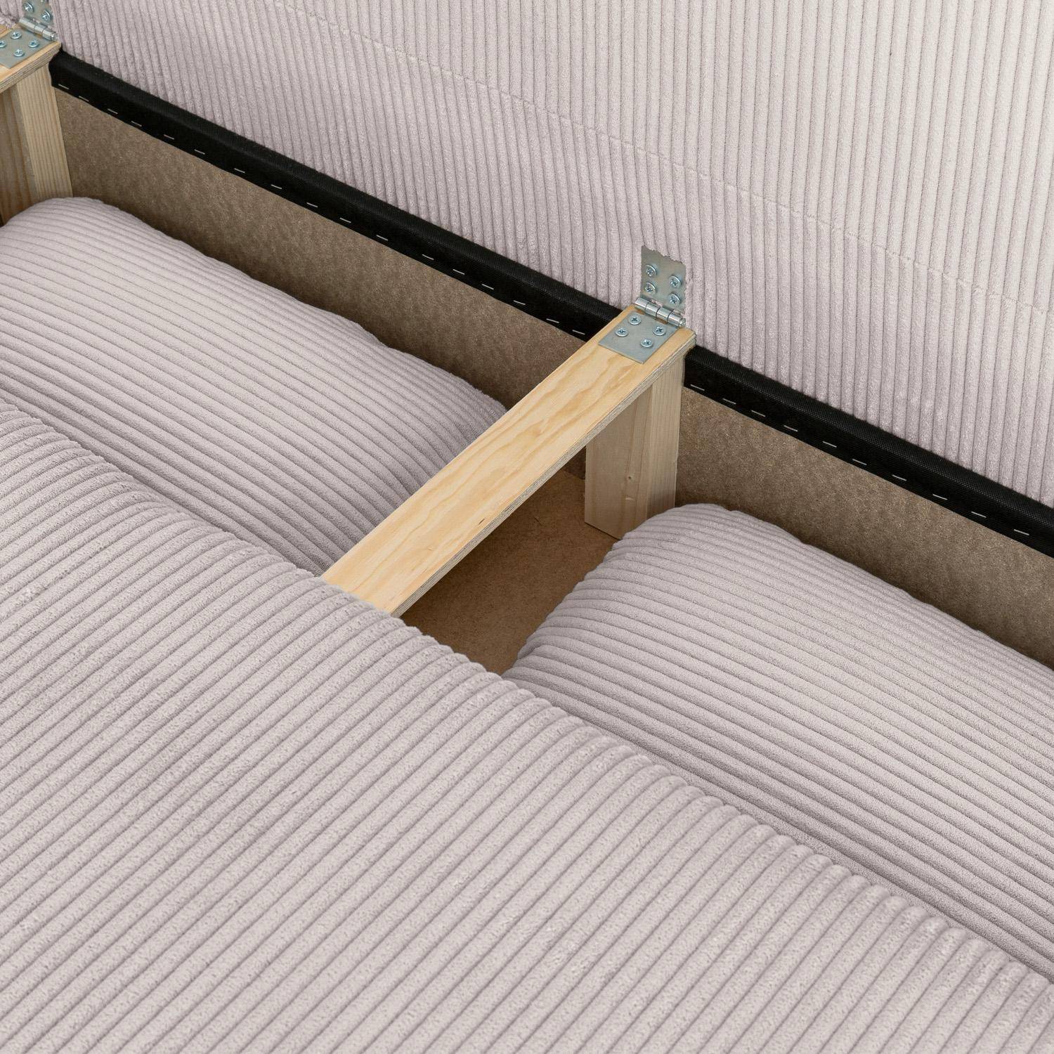 Banquette convertible 3 places velours côtelé avec coffre de rangement greige - Selma Photo5