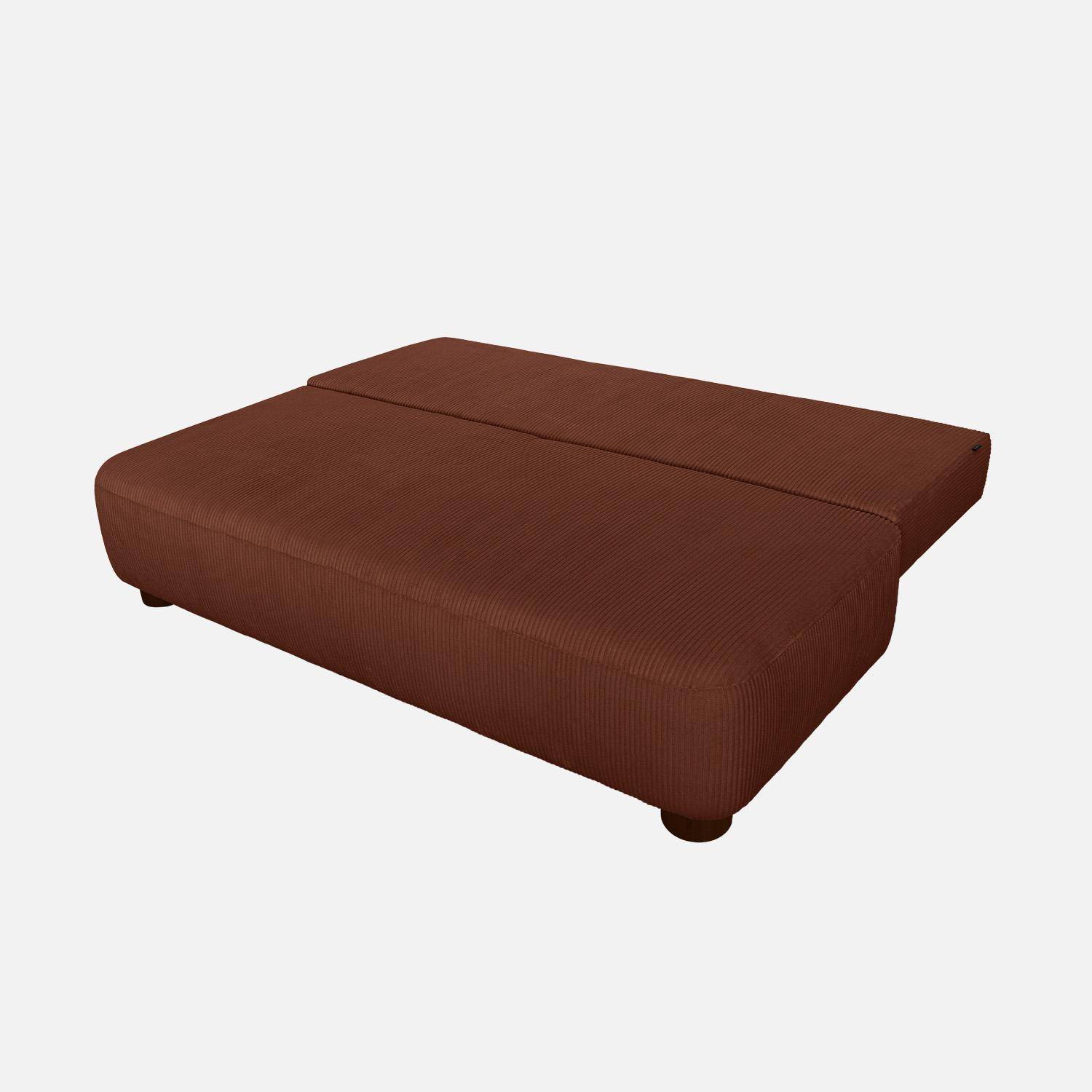 Banquette convertible 3 places velours côtelé avec coffre de rangement brique - Selma,sweeek,Photo4