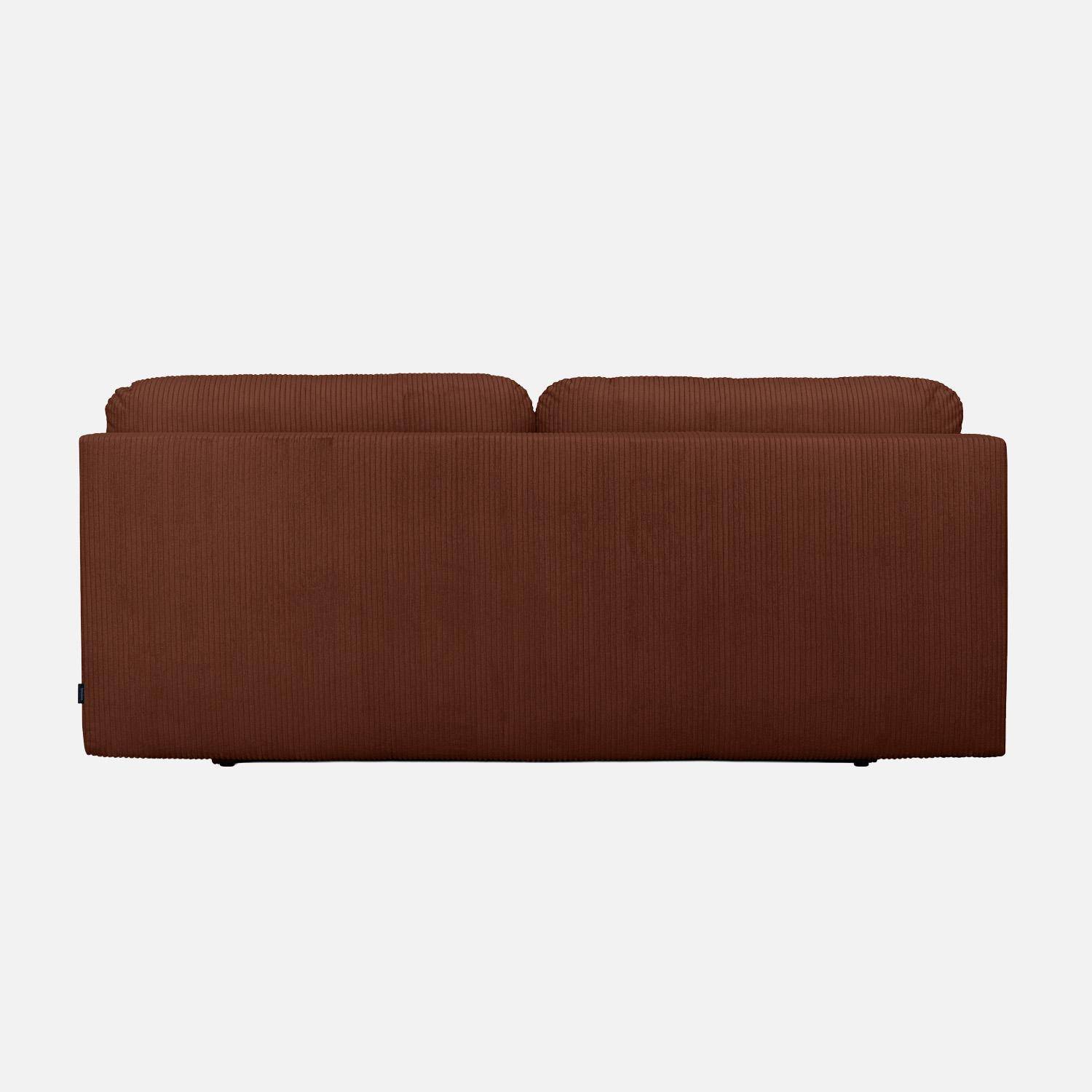 Banquette convertible 3 places velours côtelé avec coffre de rangement brique - Selma Photo3