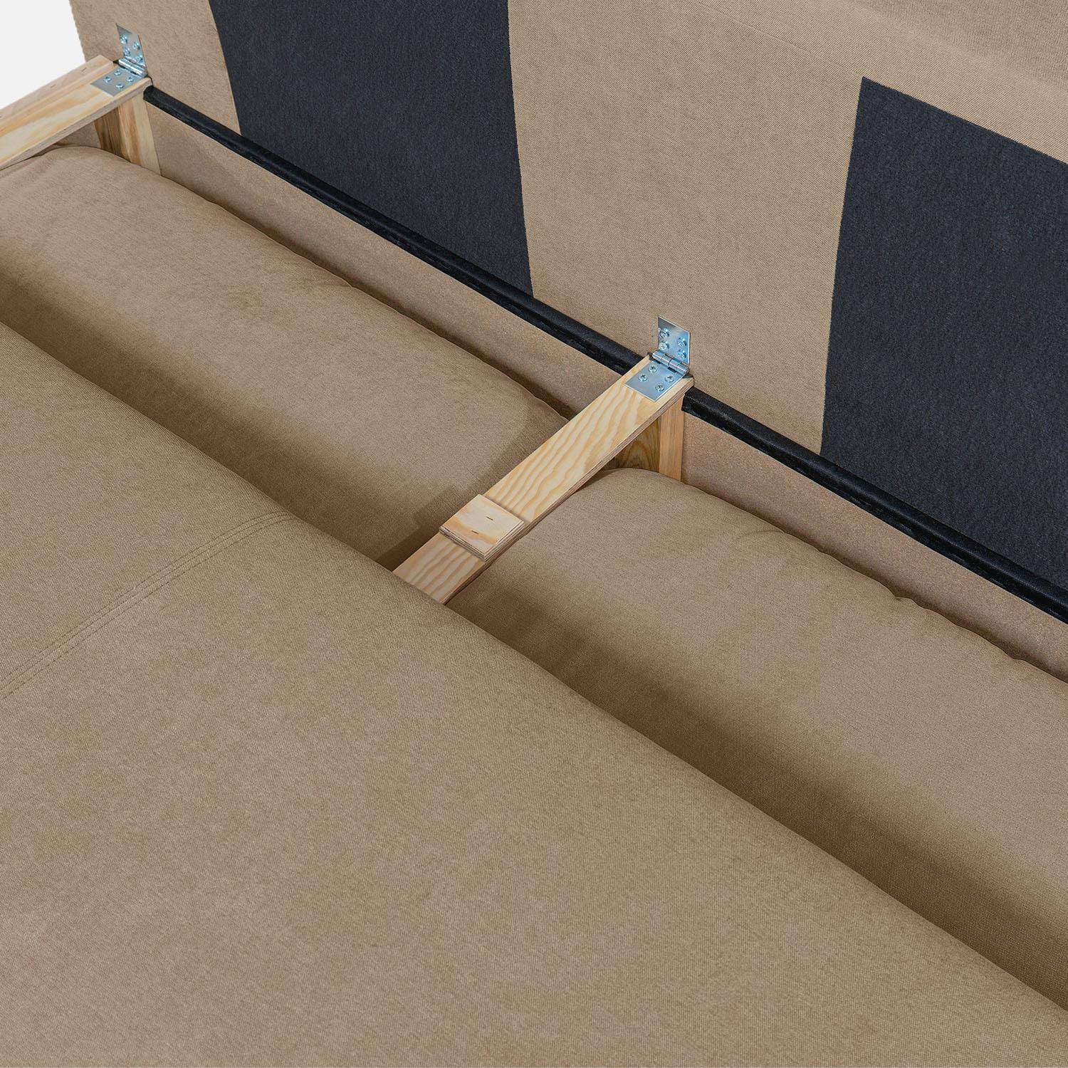 Banquette convertible 3 places tissu chenille avec coffre de rangement taupe - Nelson,sweeek,Photo6