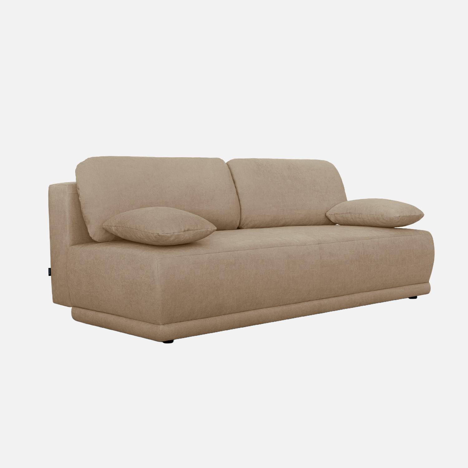 Banquette convertible 3 places tissu chenille avec coffre de rangement taupe - Nelson Photo2