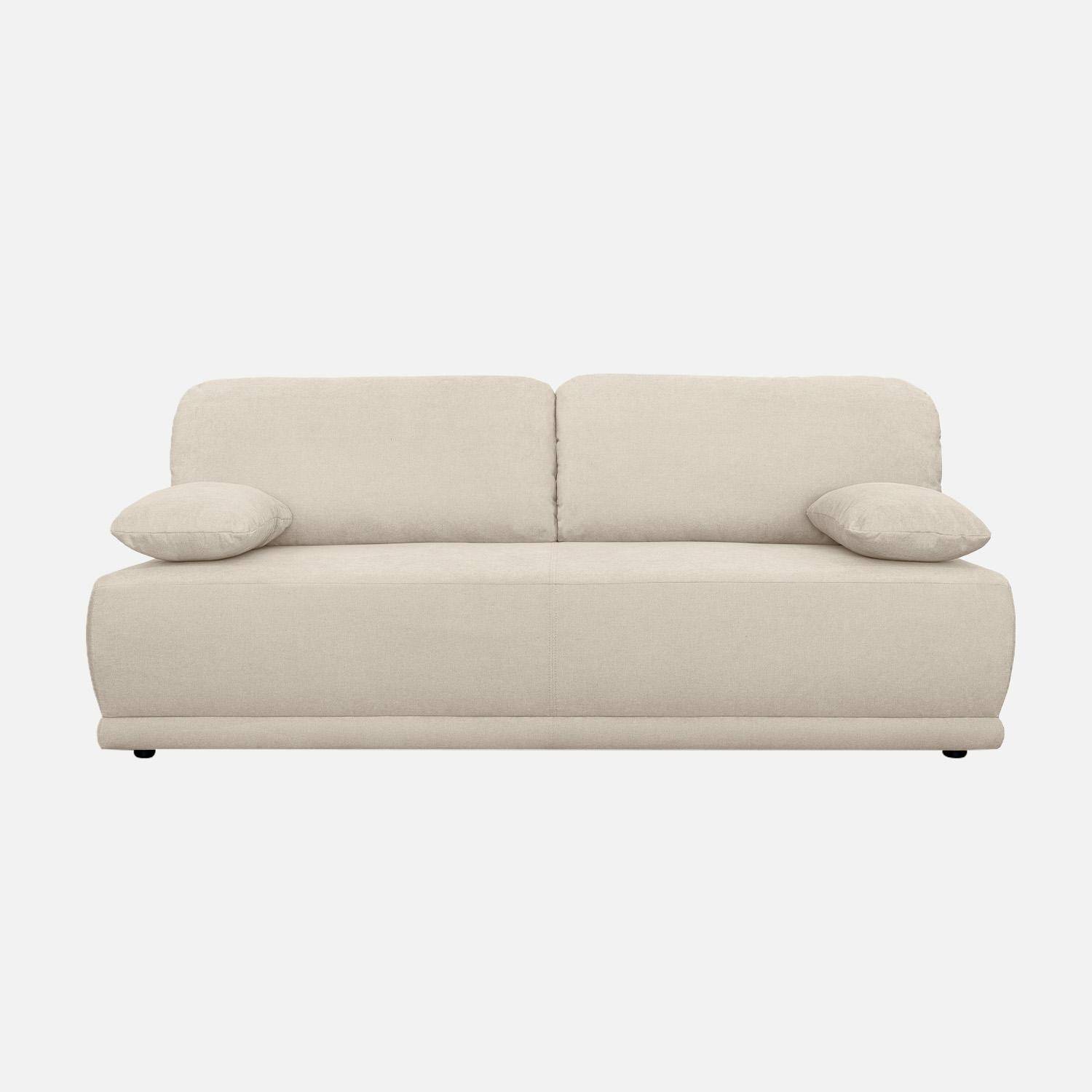 Banquette convertible 3 places tissu chenille avec coffre de rangement greige - Nelson,sweeek,Photo2