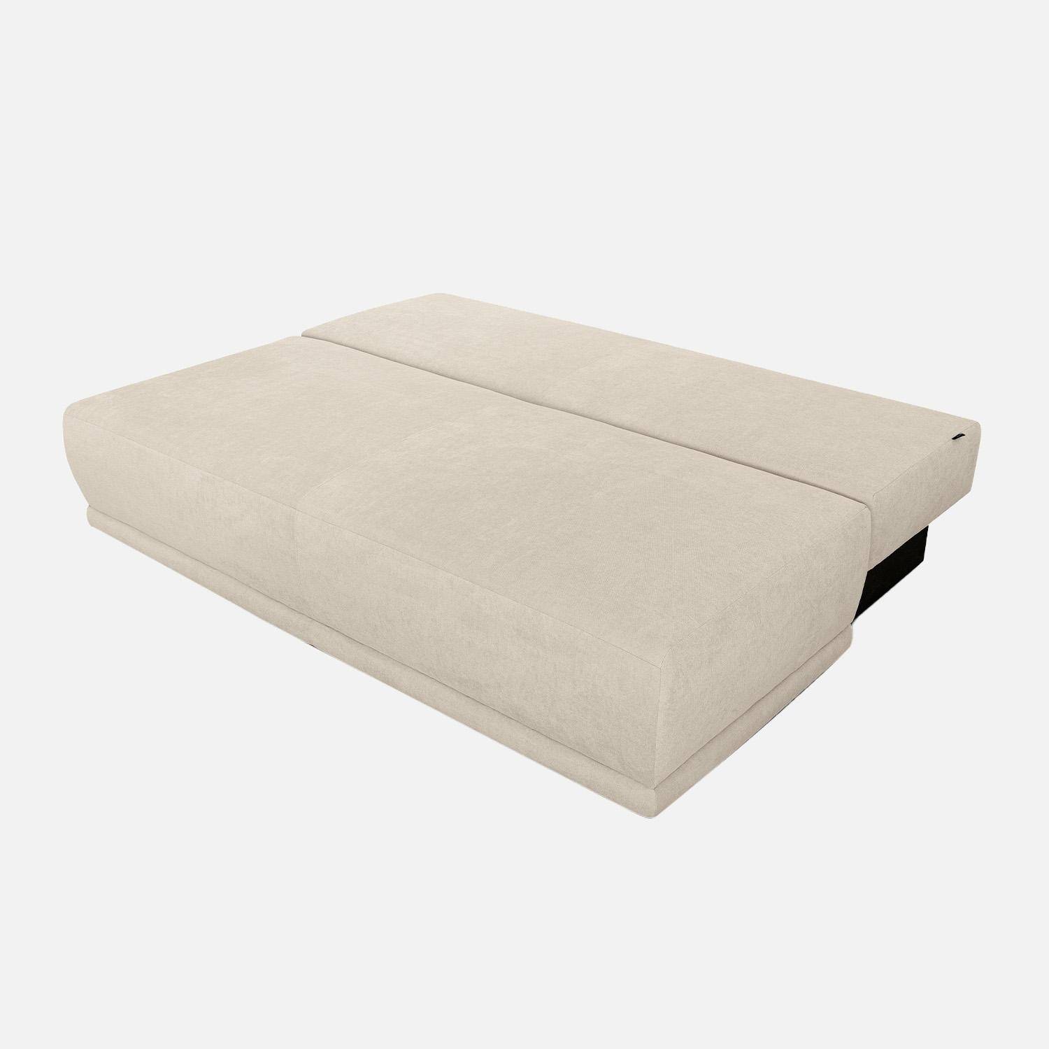 Banquette convertible 3 places tissu chenille avec coffre de rangement greige - Nelson Photo4