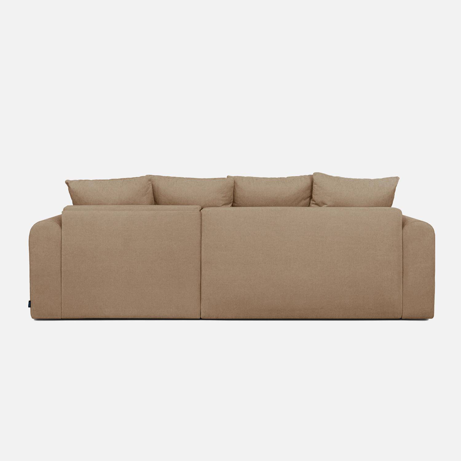 Canapé d'angle convertible réversible 3 places  tissu chenille avec coffre de rangement taupe - Almo,sweeek,Photo3