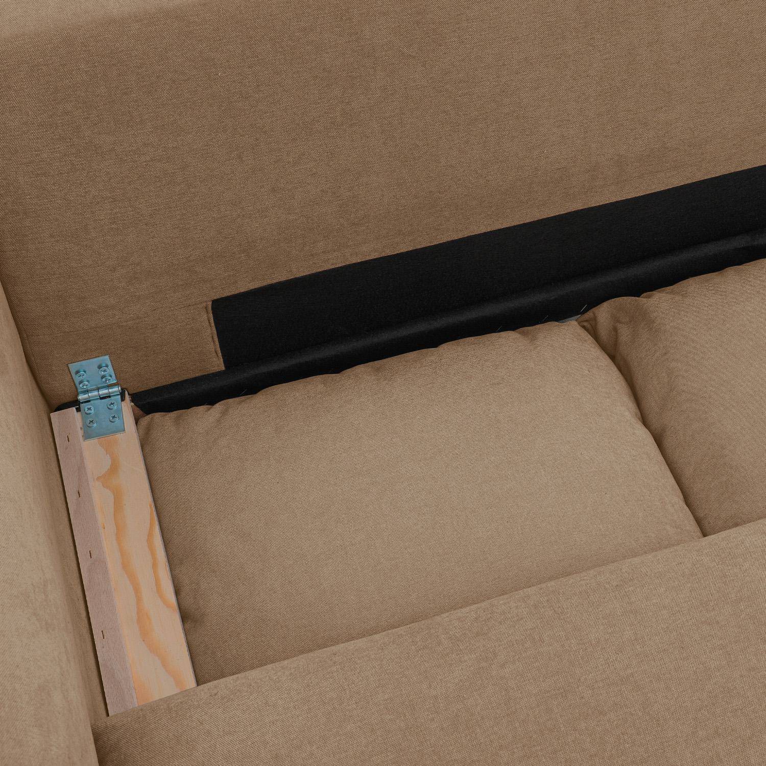 Canapé d'angle convertible réversible 3 places  tissu chenille avec coffre de rangement taupe - Almo Photo5