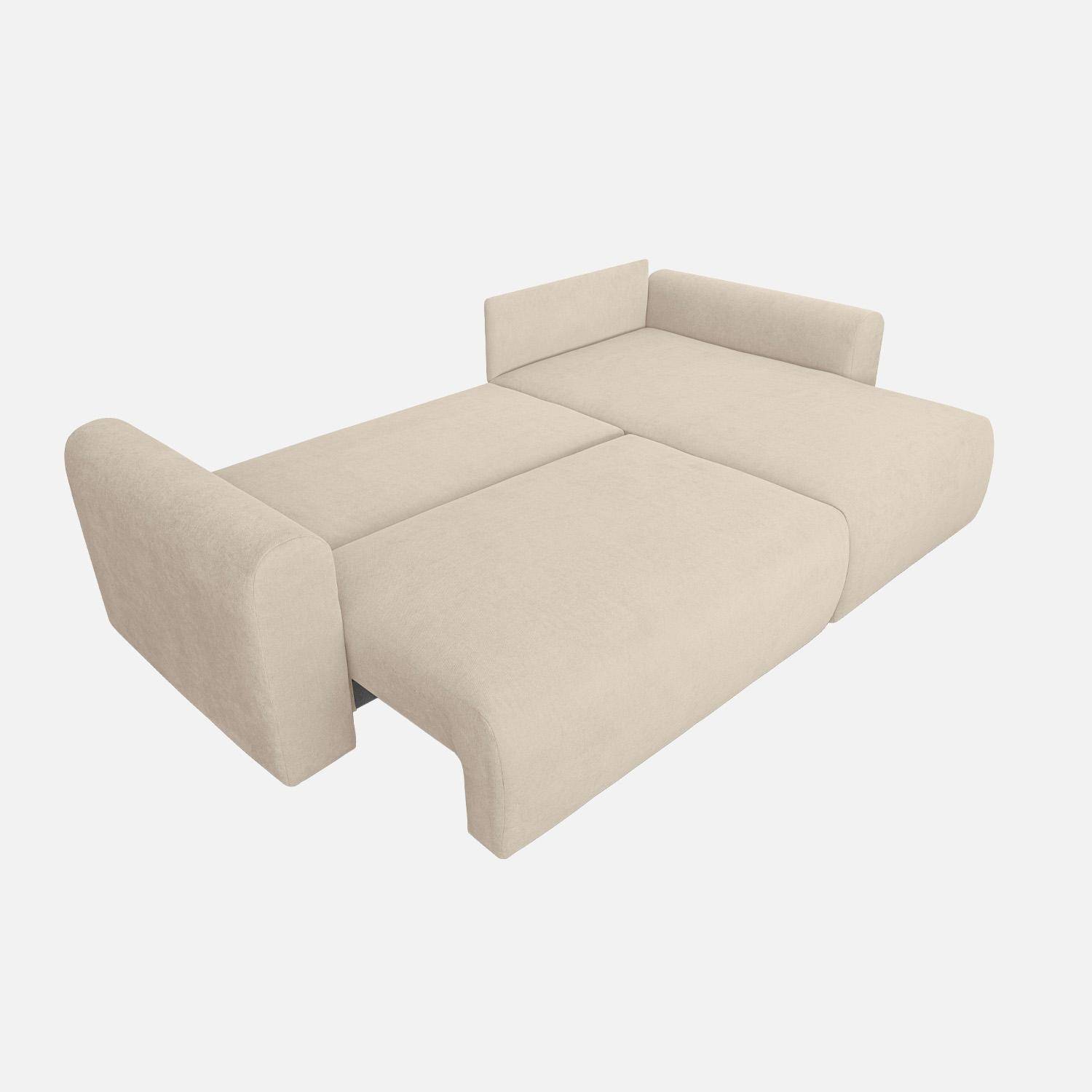 Canapé d'angle convertible réversible 3 places  tissu chenille avec coffre de rangement greige - Almo,sweeek,Photo4