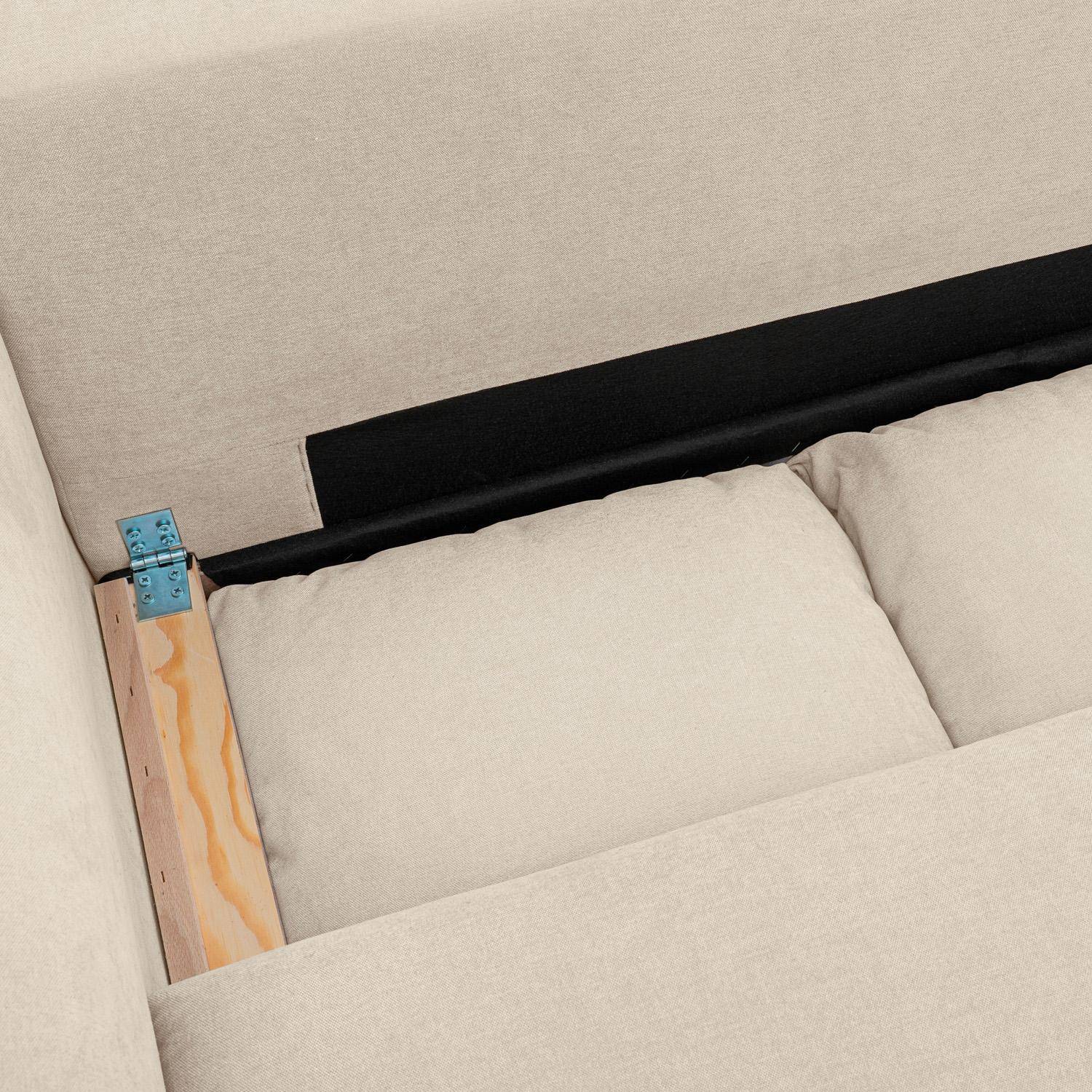 Canapé d'angle convertible réversible 3 places  tissu chenille avec coffre de rangement greige - Almo,sweeek,Photo5