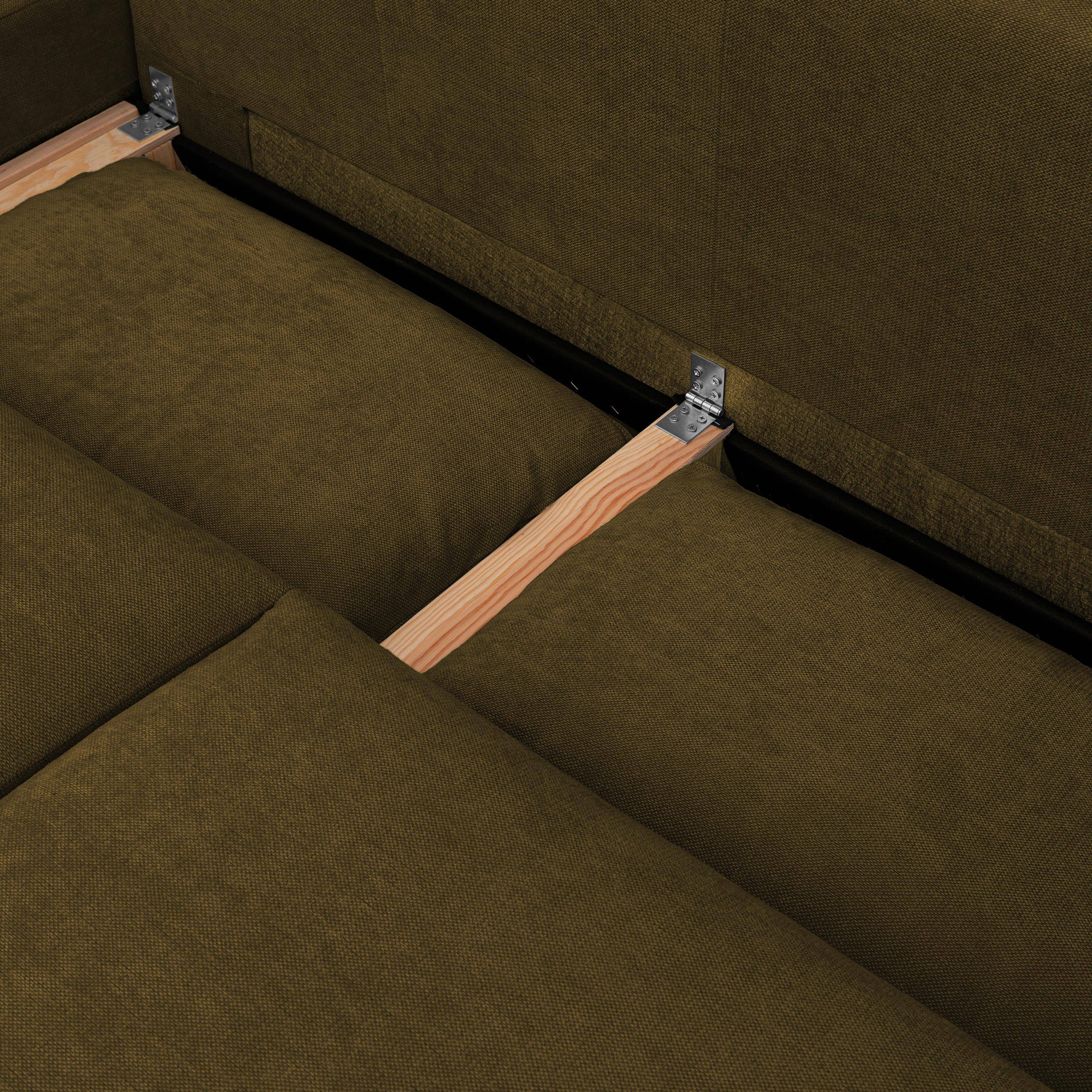 Divano letto angolare in tessuto chenille, 3 posti Vert bronze - 298x155x85 cm Photo5