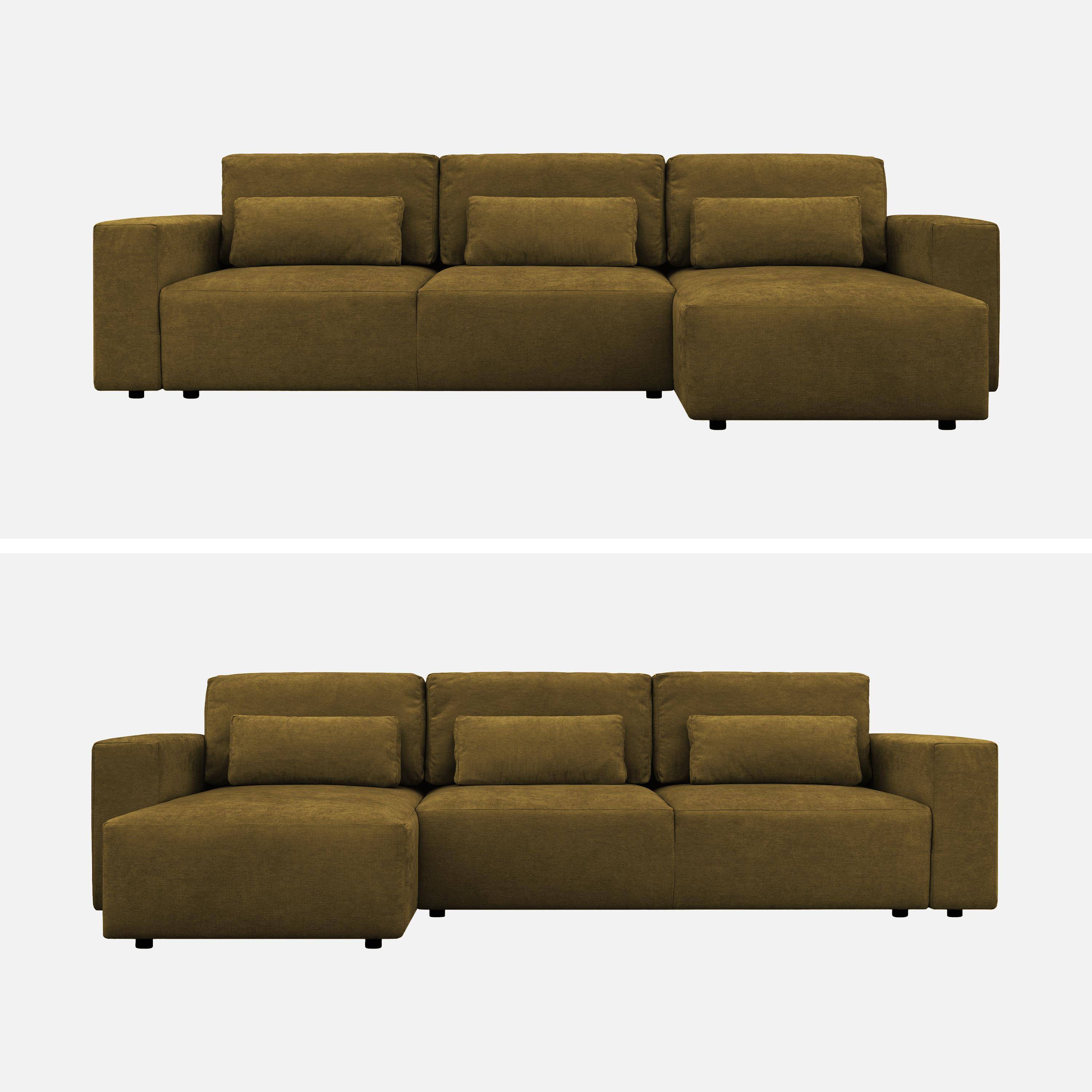 Divano letto angolare in tessuto chenille, 3 posti Vert bronze - 298x155x85 cm Photo2