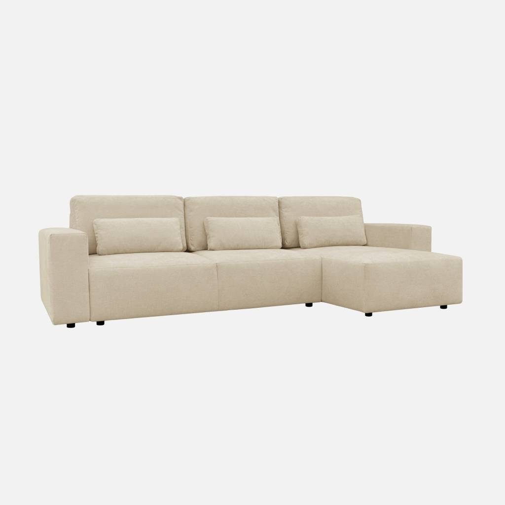 3-Sitzer Ecksofa mit Chenille-Bezug und Schlaffunktion beige