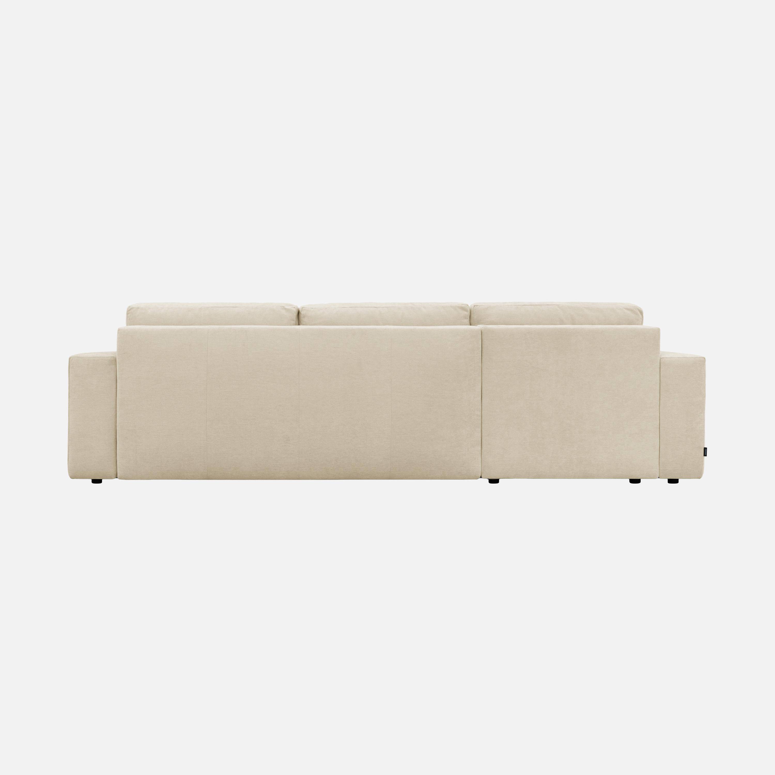 Canapé d'angle convertible réversible 3 places tissu chenille avec coffre de rangement beige - Theo,sweeek,Photo5