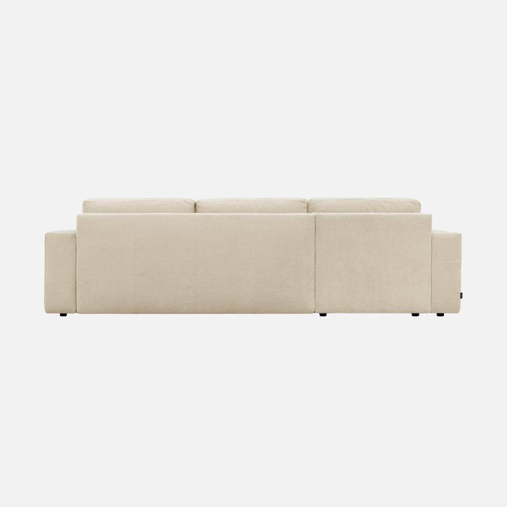 Canapé d'angle convertible réversible 3 places tissu chenille avec coffre de rangement beige - Theo Photo5