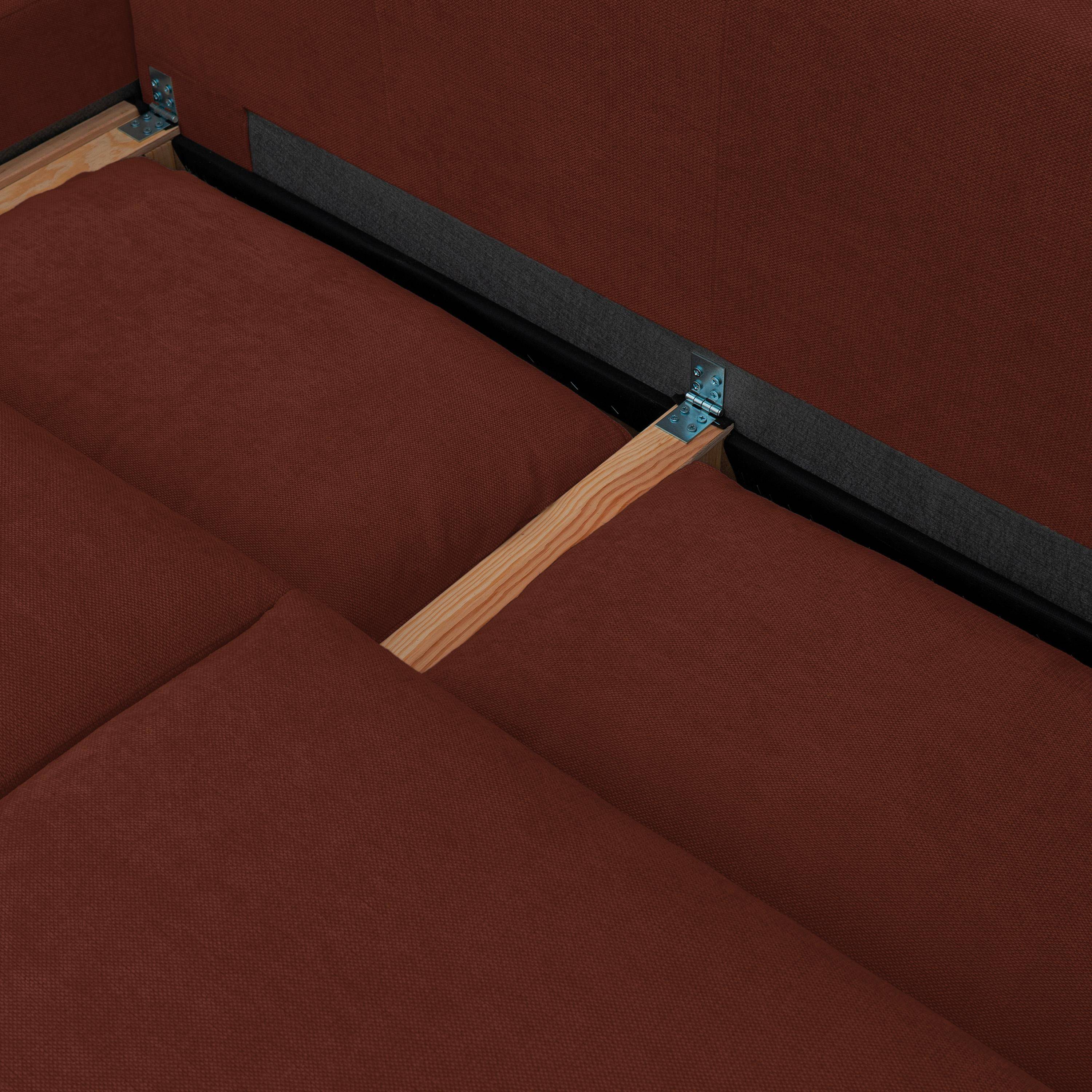 Canapé d'angle convertible réversible 3 places tissu chenille avec coffre de rangement brique - Theo,sweeek,Photo5