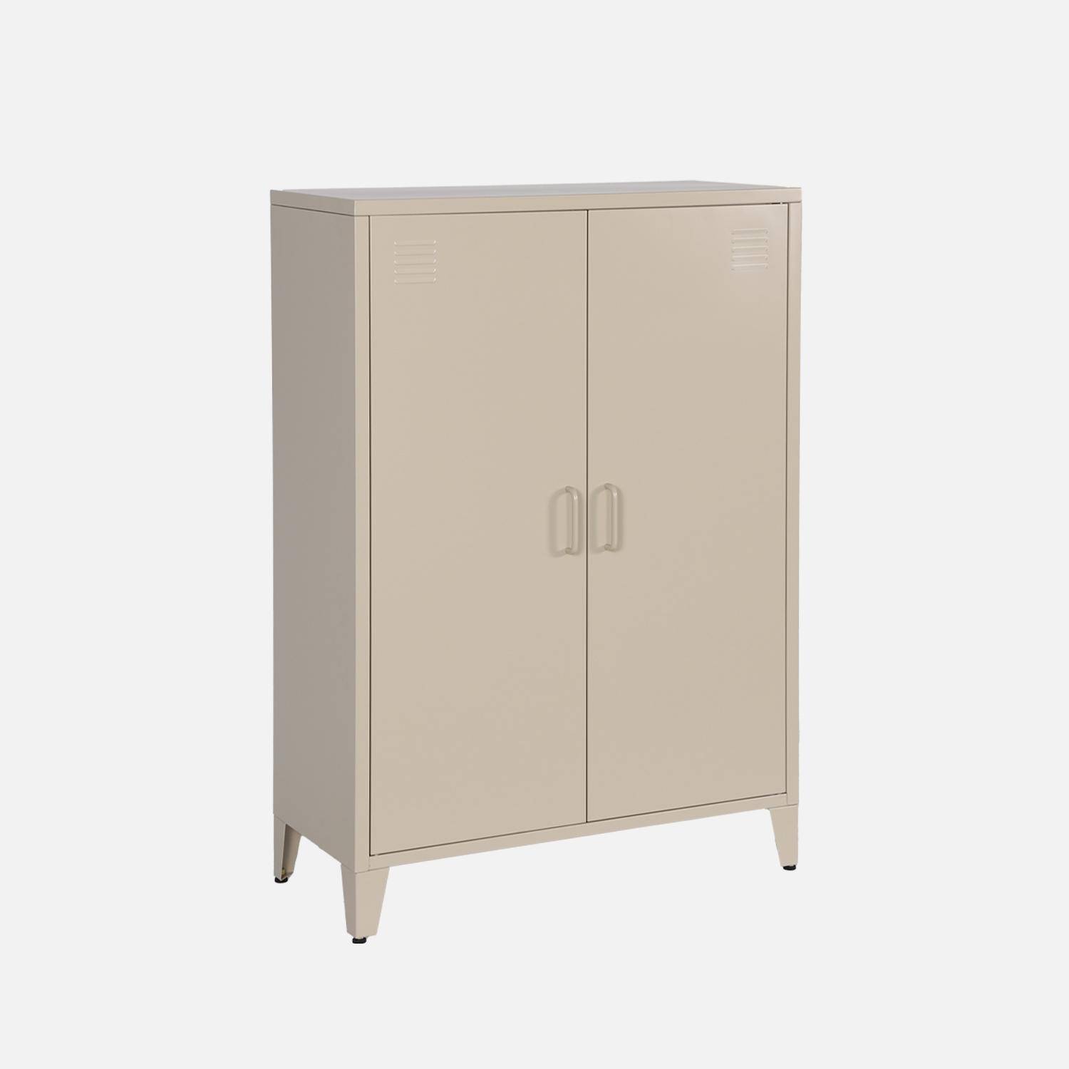 Cómoda/armario de metal de 2 puertas, set de 2, Soho, Beige, 75x33x110 cm Photo3