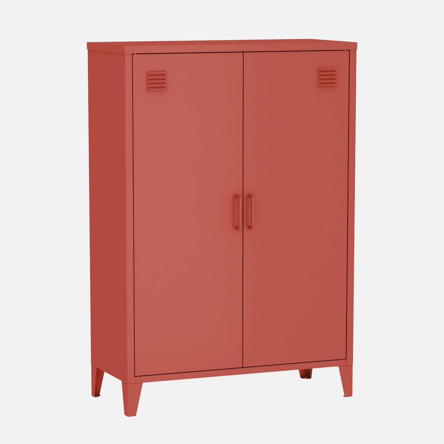 Cómoda/armario de metal de 2 puertas, set de 2, Soho, Terracota, 75x33x110 cm Photo3