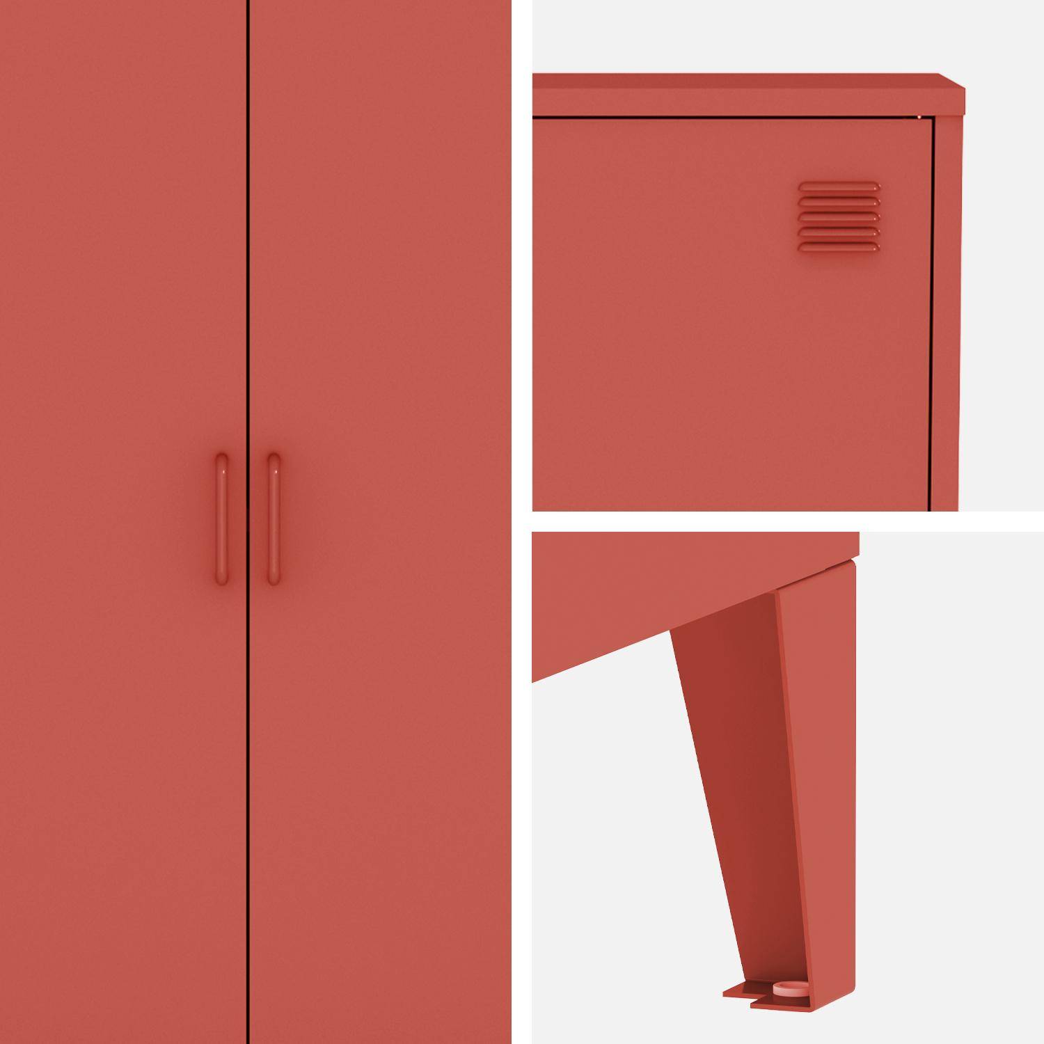 Cómoda/armario de metal de 2 puertas, set de 2, Soho, Terracota, 75x33x110 cm Photo6