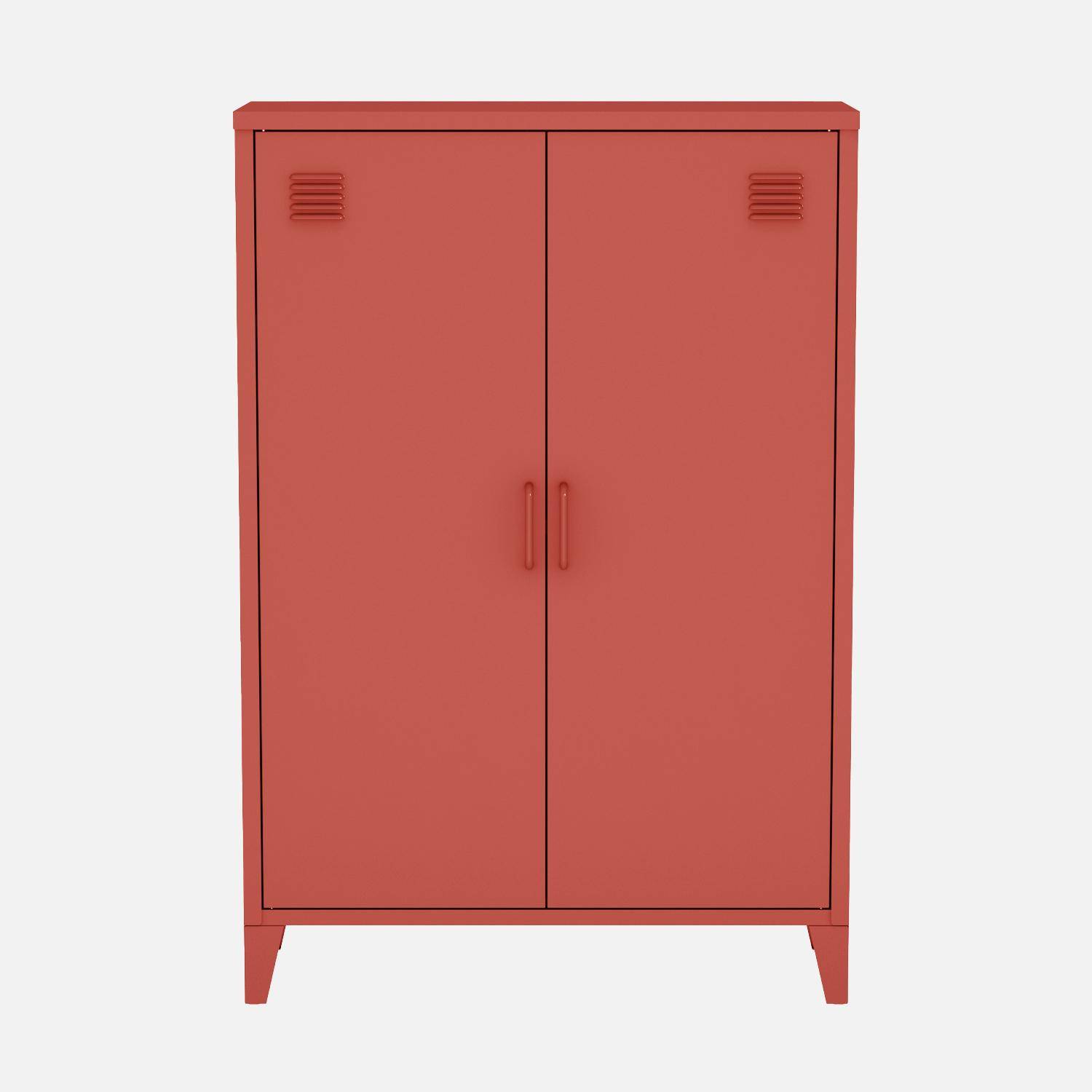 Cómoda/armario de metal de 2 puertas, set de 2, Soho, Terracota, 75x33x110 cm Photo4