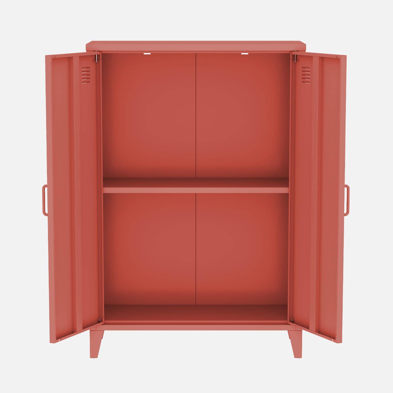 Cómoda/armario de metal de 2 puertas, set de 2, Soho, Terracota, 75x33x110 cm,sweeek,Photo5