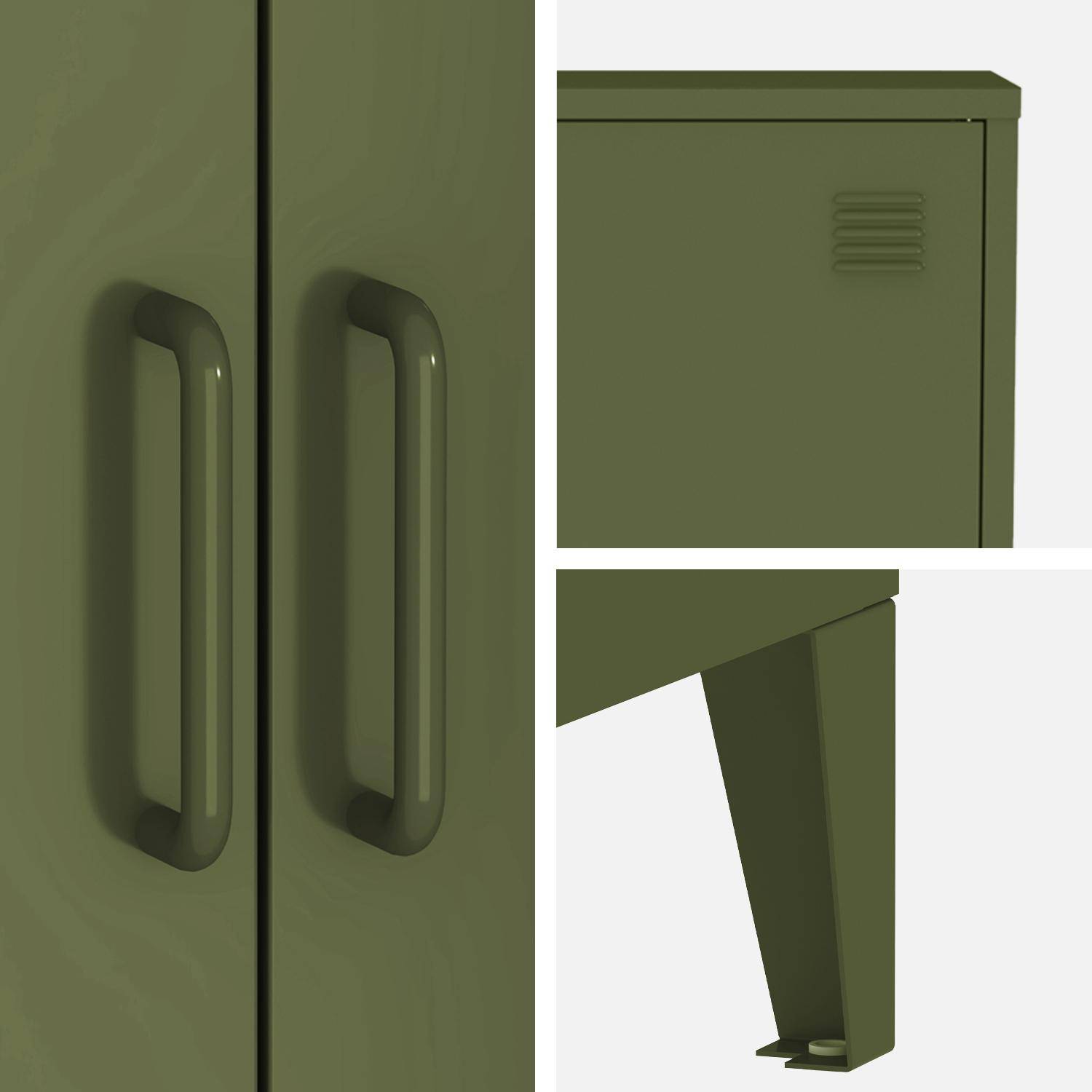 Cómoda/armario de metal de 2 puertas, set de 2, Soho, Verde kaki, 75x33x110 cm,sweeek,Photo6