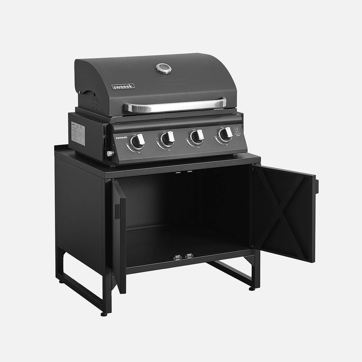 Cuisine extérieure 3 modules acier inoxydable avec barbecue gaz 4 brûleurs noir - Kea,sweeek,Photo6