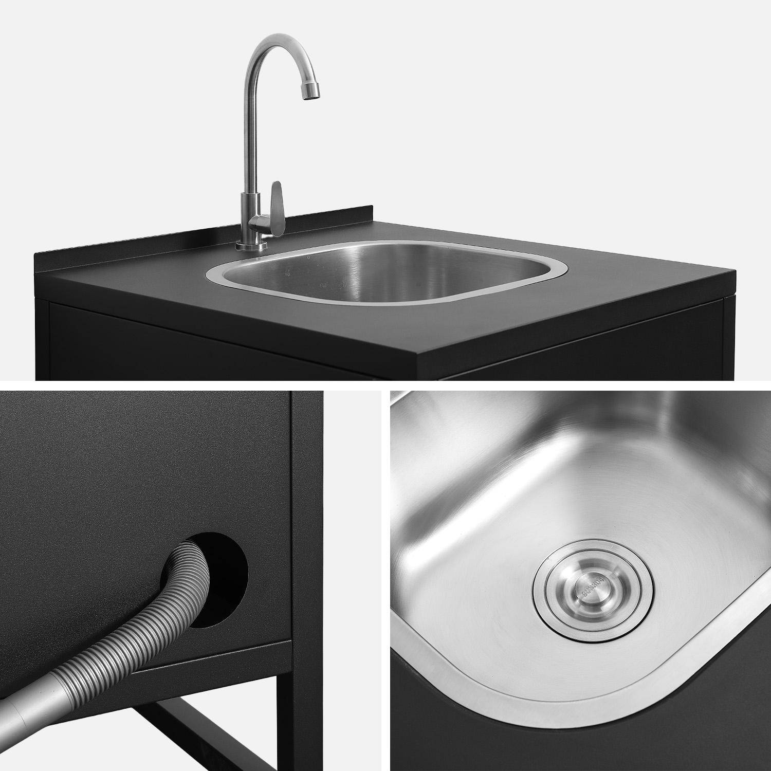 Cuisine extérieure 6 modules acier inoxydable avec barbecue gaz 4 brûleurs noir - Kea Photo11