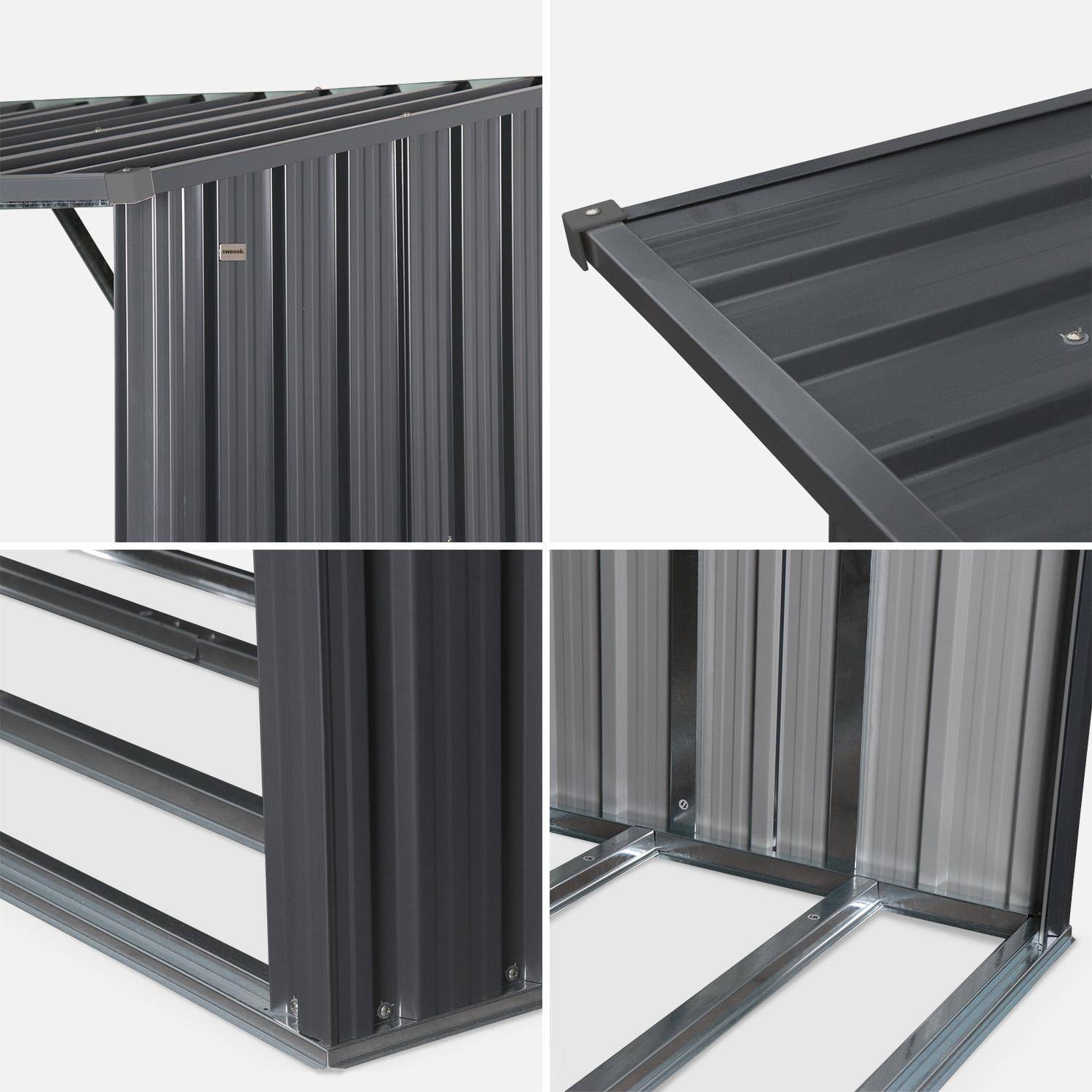 Lot de 2 bûchers acier galvanisé anthracite - Epicea Photo4