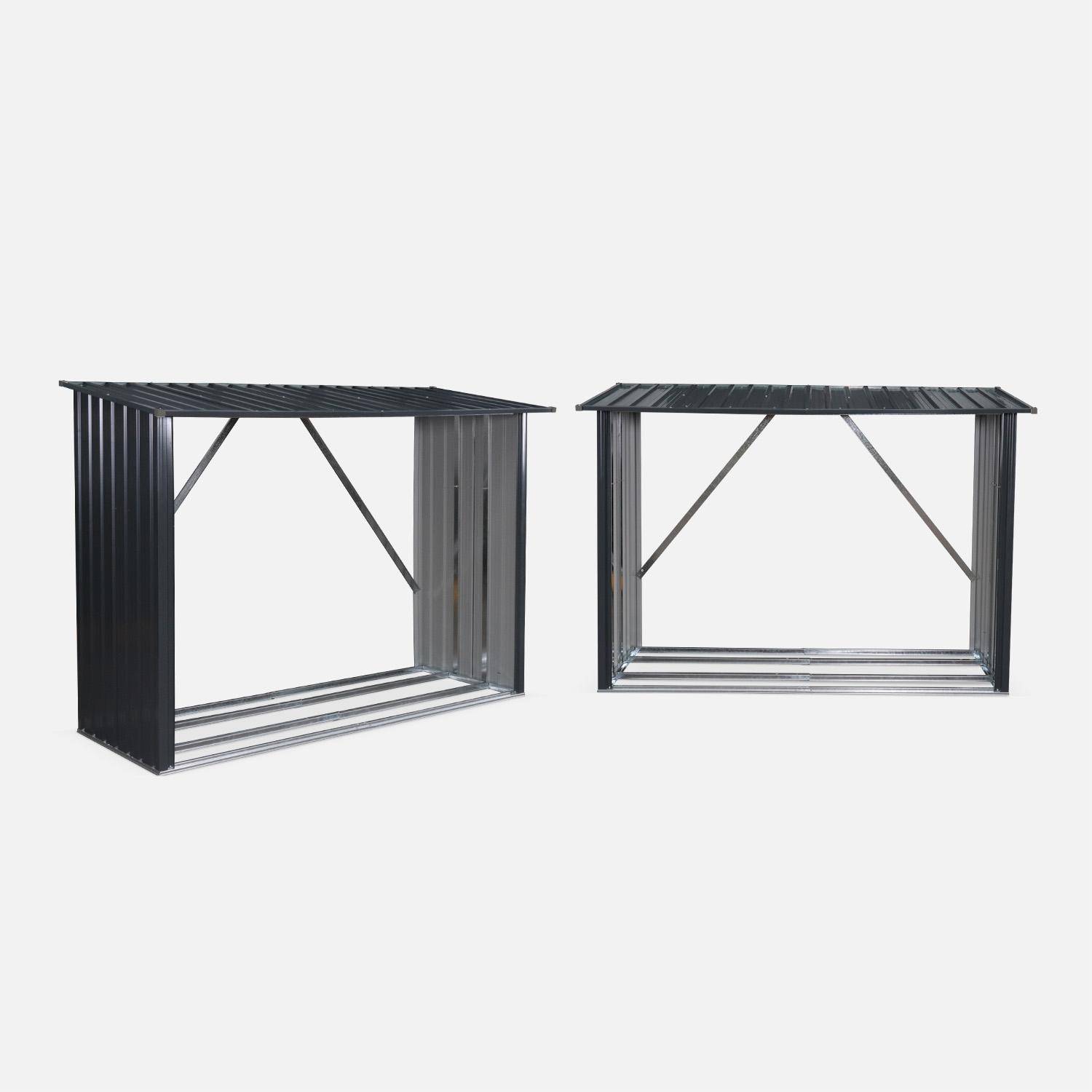 Leñero exterior de acero galvanizado, set de 2 Antracita - 215.5x87x155 cm,sweeek,Photo2