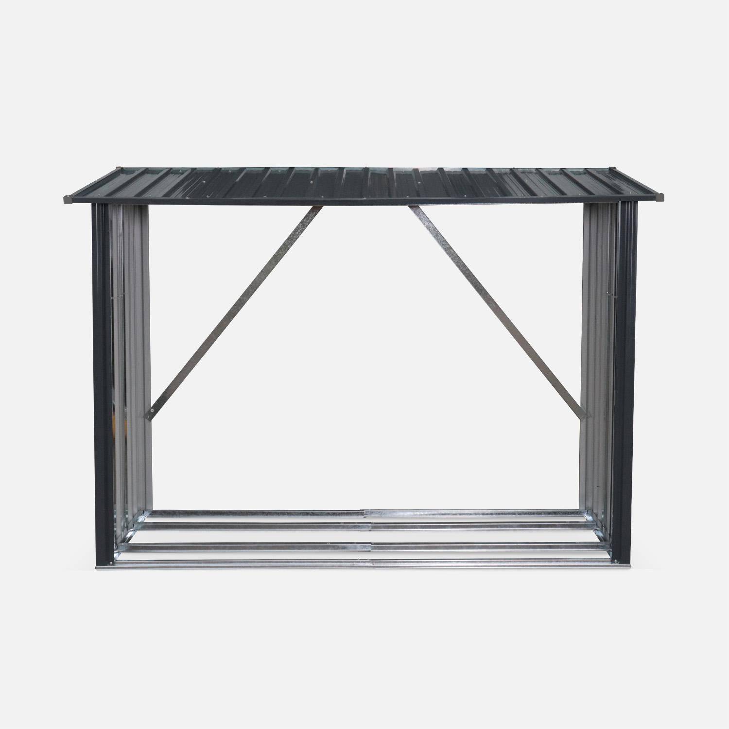 Leñero exterior de acero galvanizado, set de 2 Antracita - 215.5x87x155 cm,sweeek,Photo4