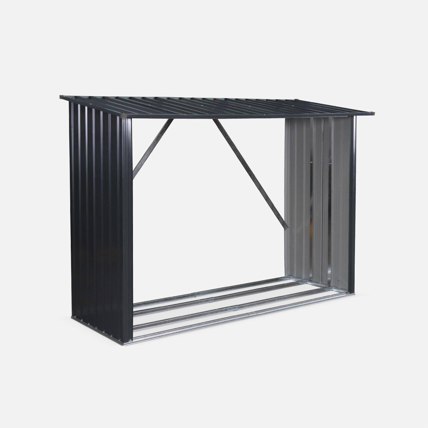 Lot de 2 bûchers acier galvanisé anthracite - Epicea,sweeek,Photo2