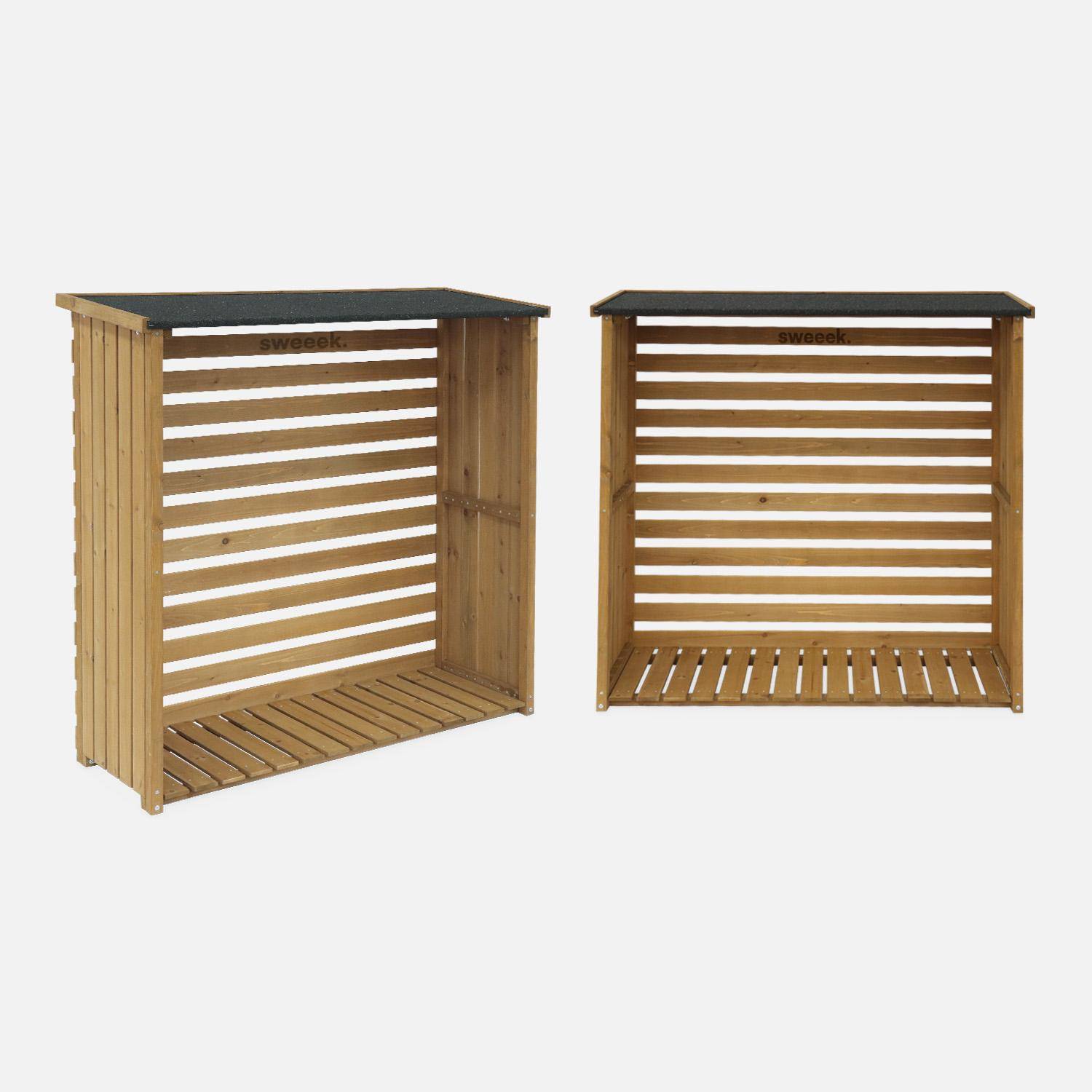 Lot de 2 abris bûches bois de sapin naturel - Merisier Photo4