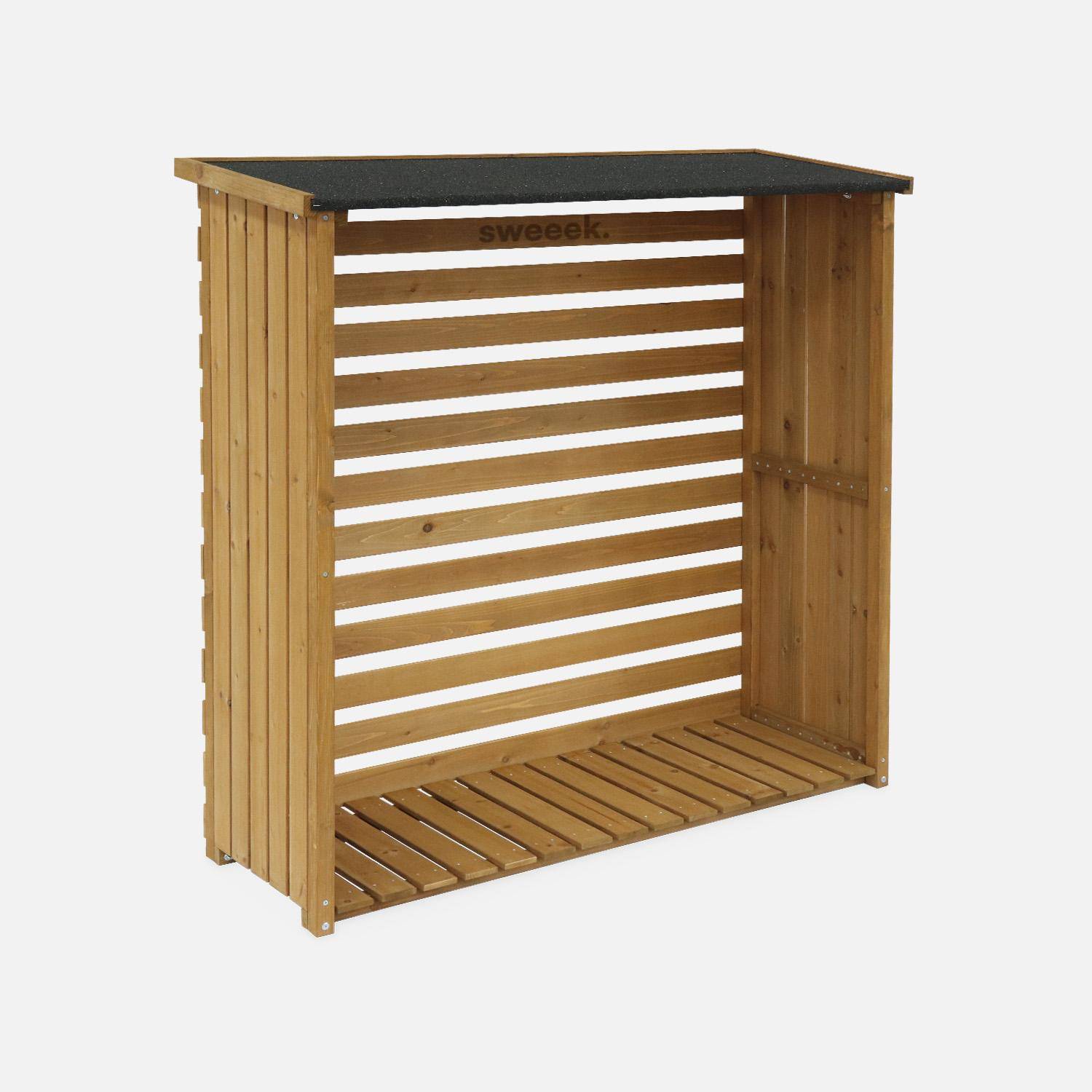 Lot de 2 abris bûches bois de sapin naturel - Merisier Photo5
