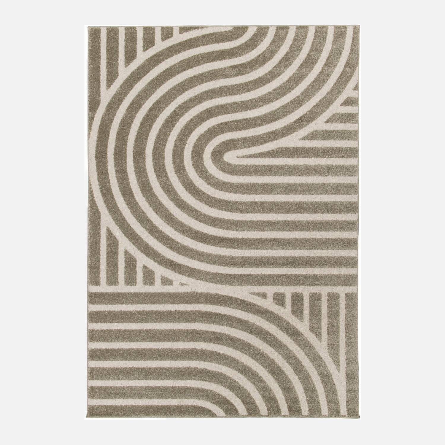 Tapis intérieur motif graphique taupe 80x150cm - Enzo Photo2